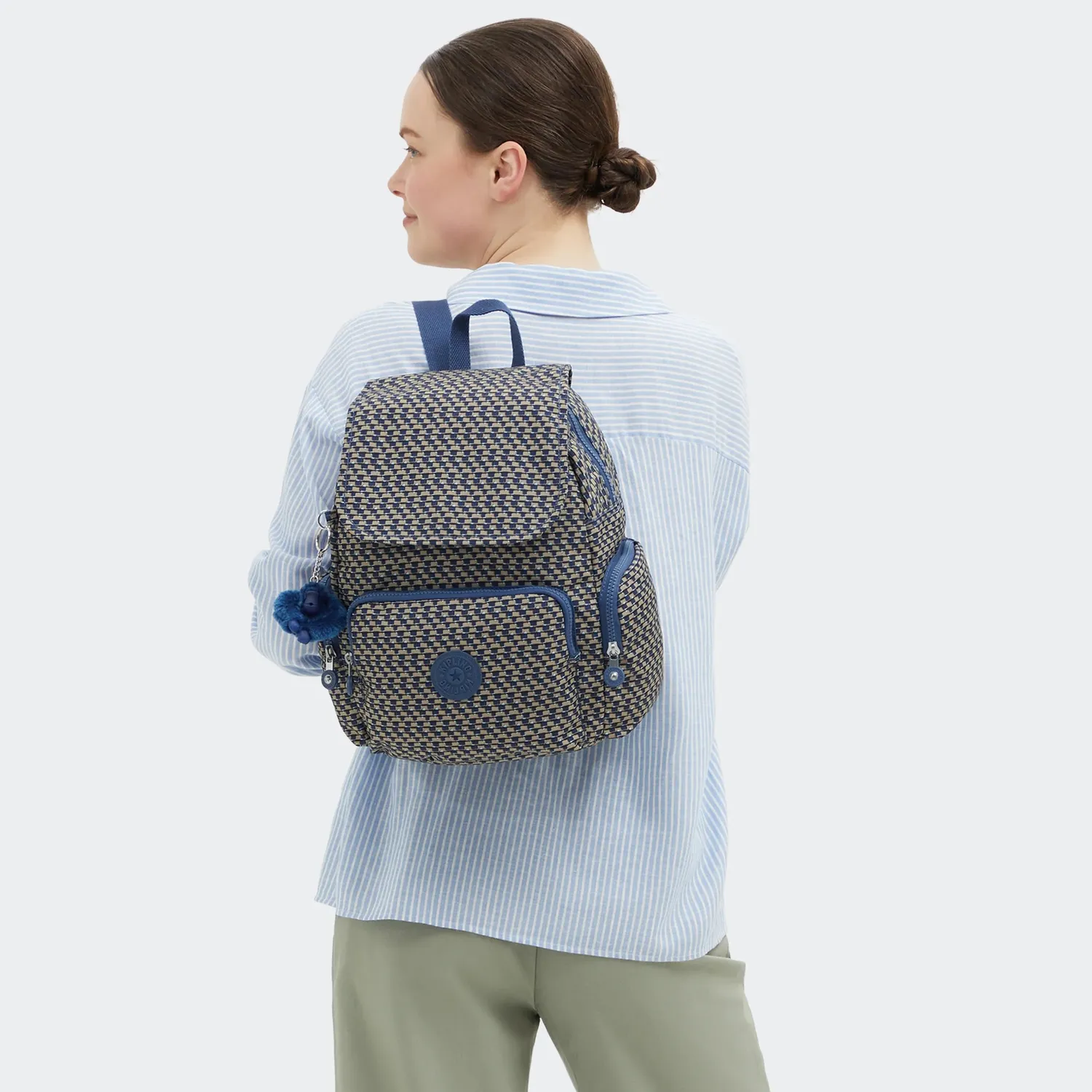Kipling City Zip S rugzak Blue on Wire klein met ritsvakken