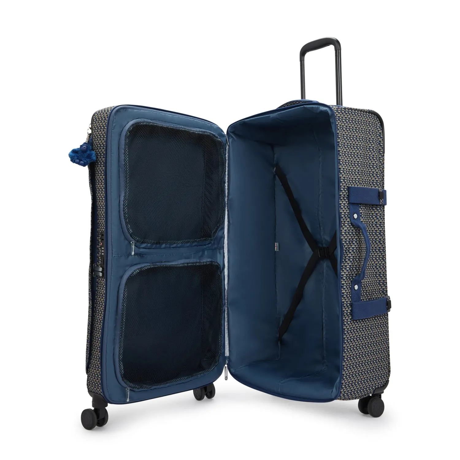 Kipling Spontaneous L koffer Blue on Wire groot 4-wiel