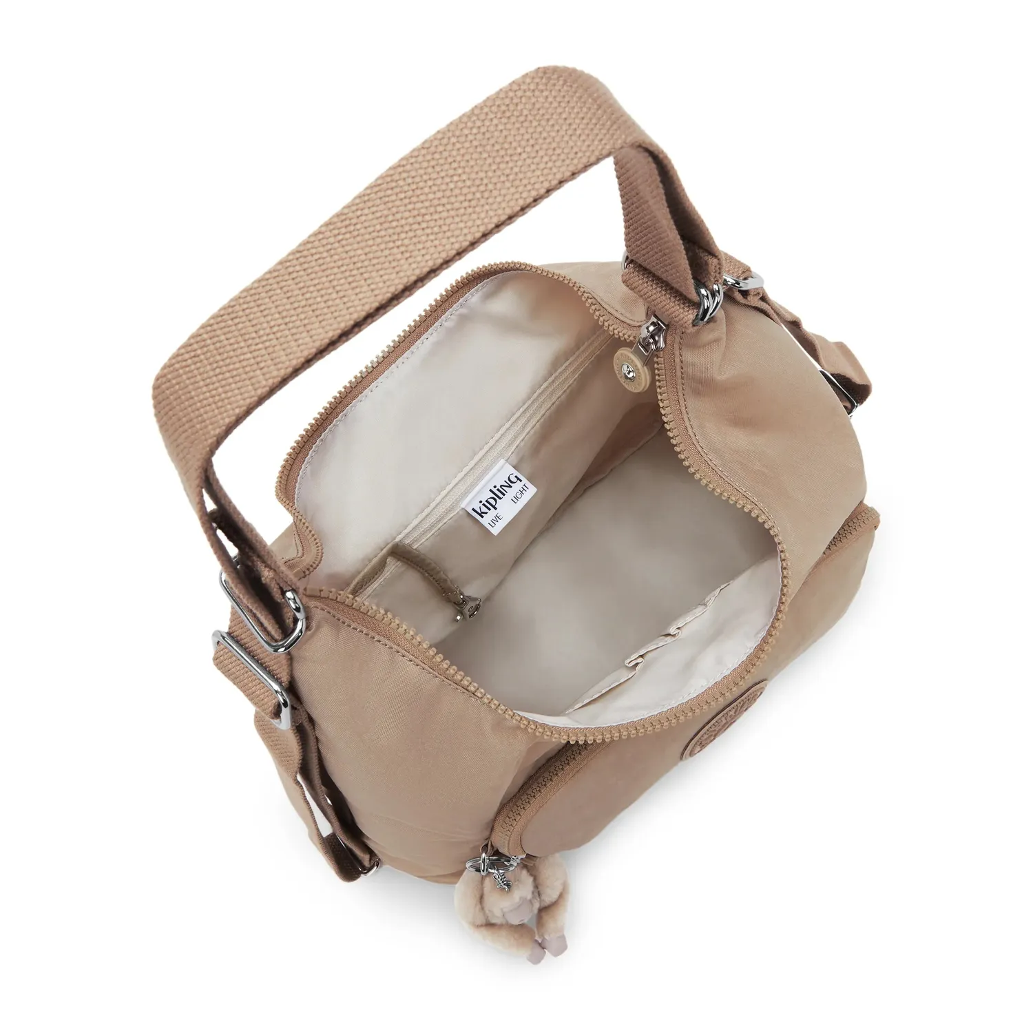 Kipling Yenna schoudertas Tan Beige Medium met vakken