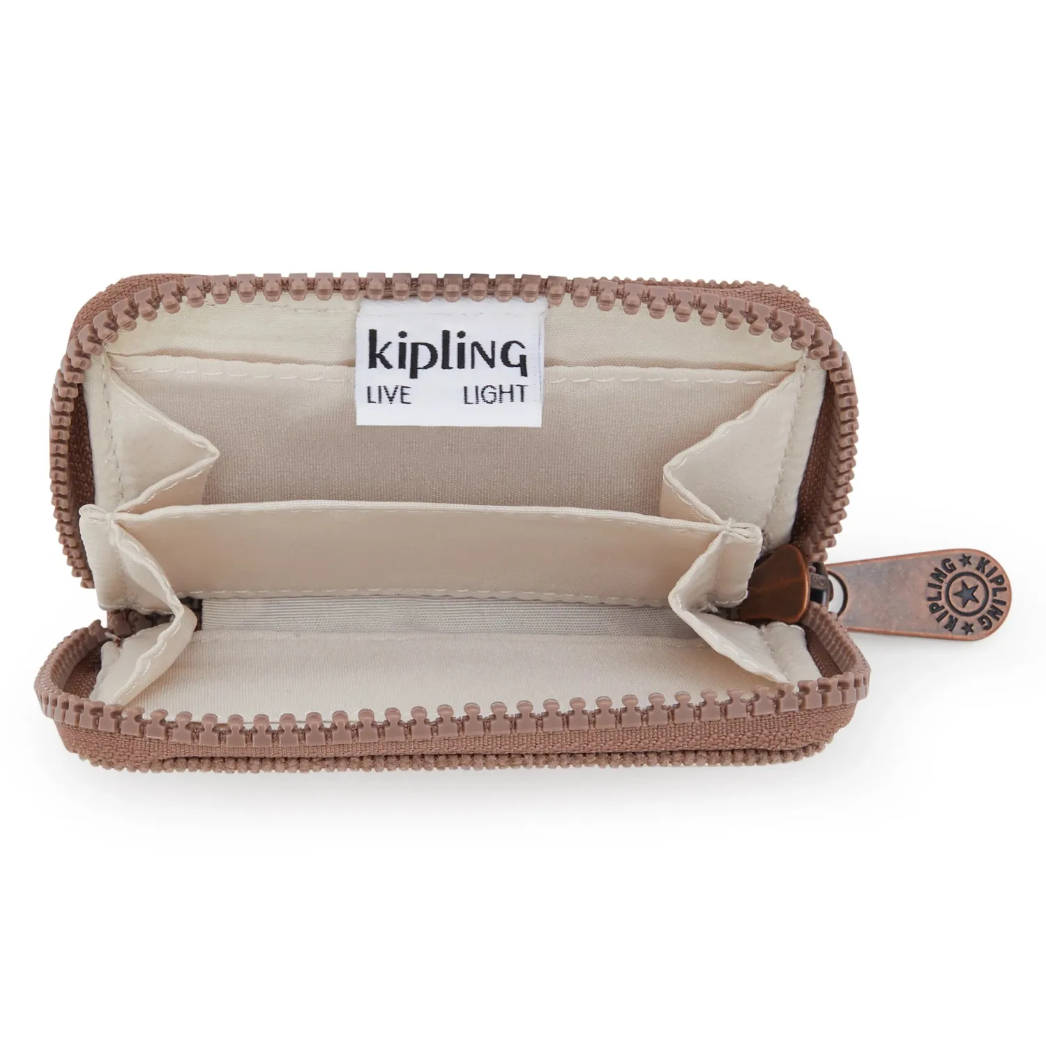 Kipling Cash Buddy portemonnee Klein Sign Brown Corduroy ribfluweel
