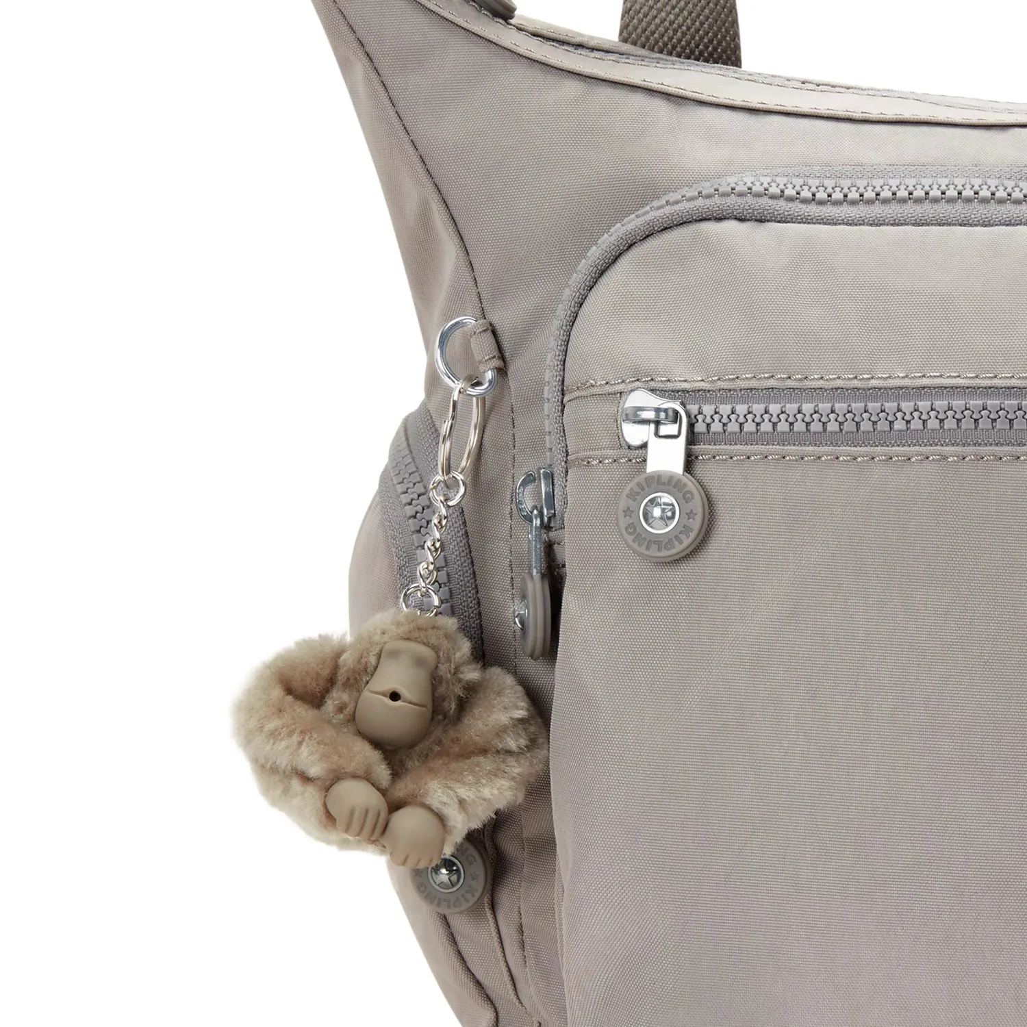 Kipling Gabbie crossbody tas Grey Gris medium met ritsvakken