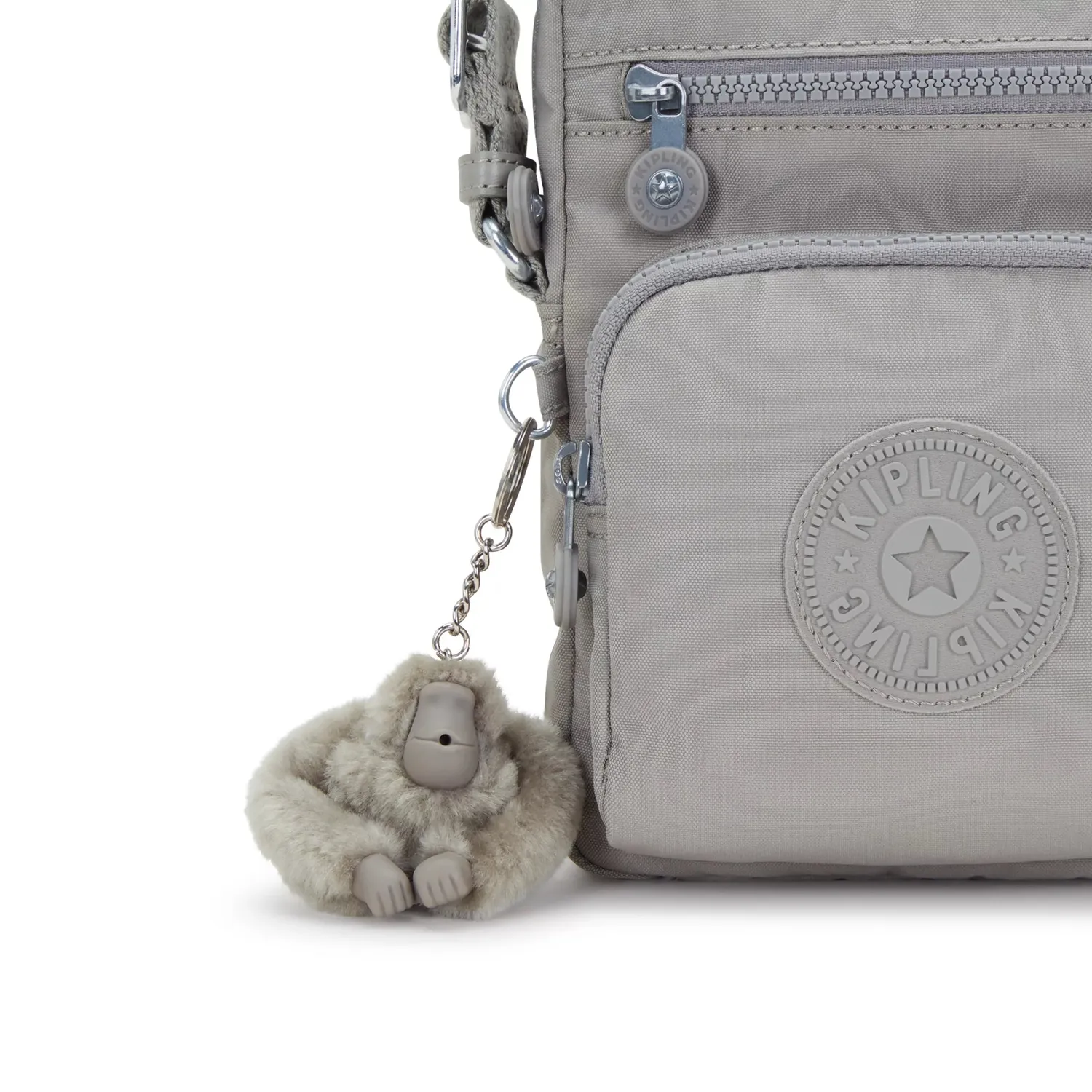 Kipling Gunne schoudertas klein grey gris 2 voorvakken