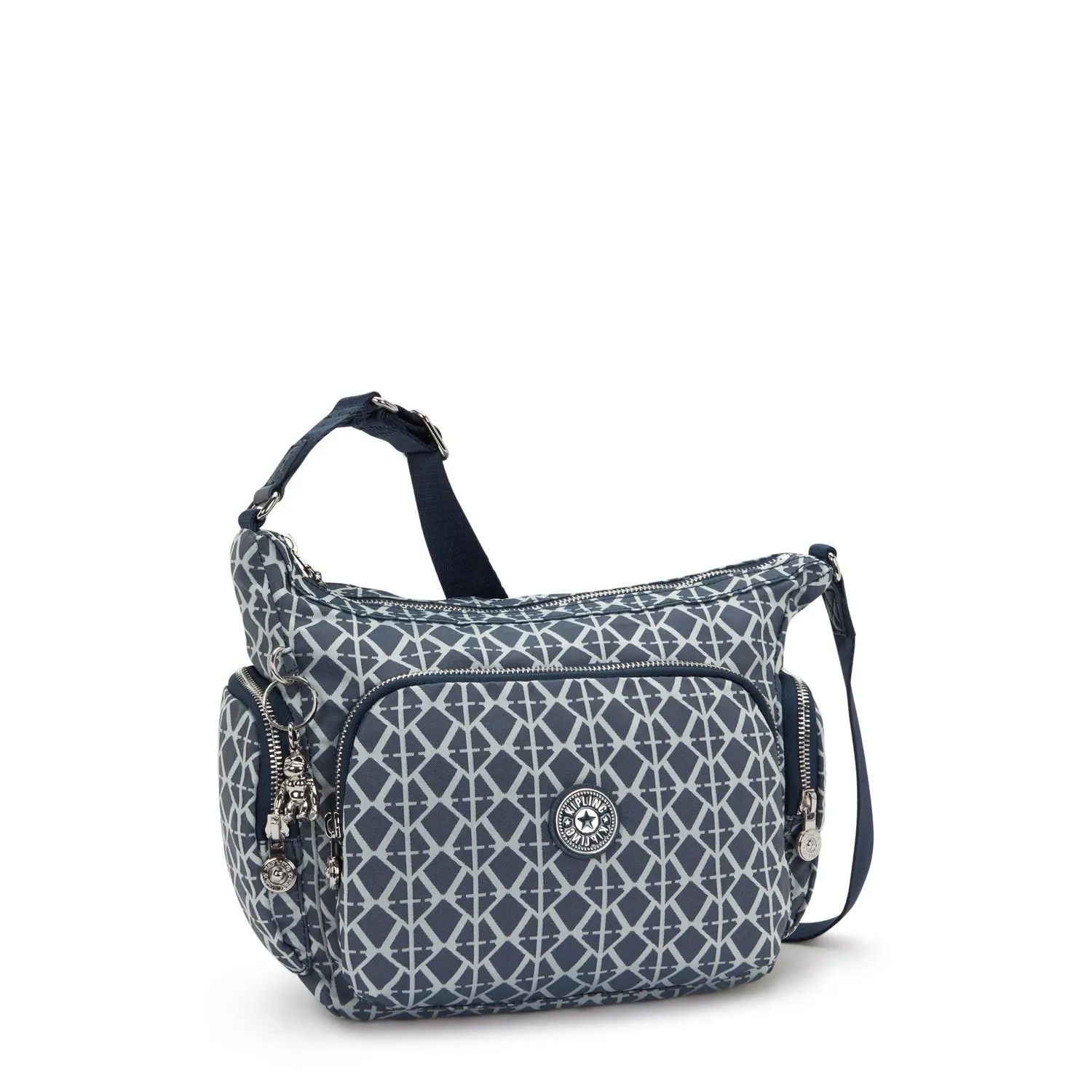 Kipling Gabb S crossbodytas Navy Sign Jacquard Medium trekkoord