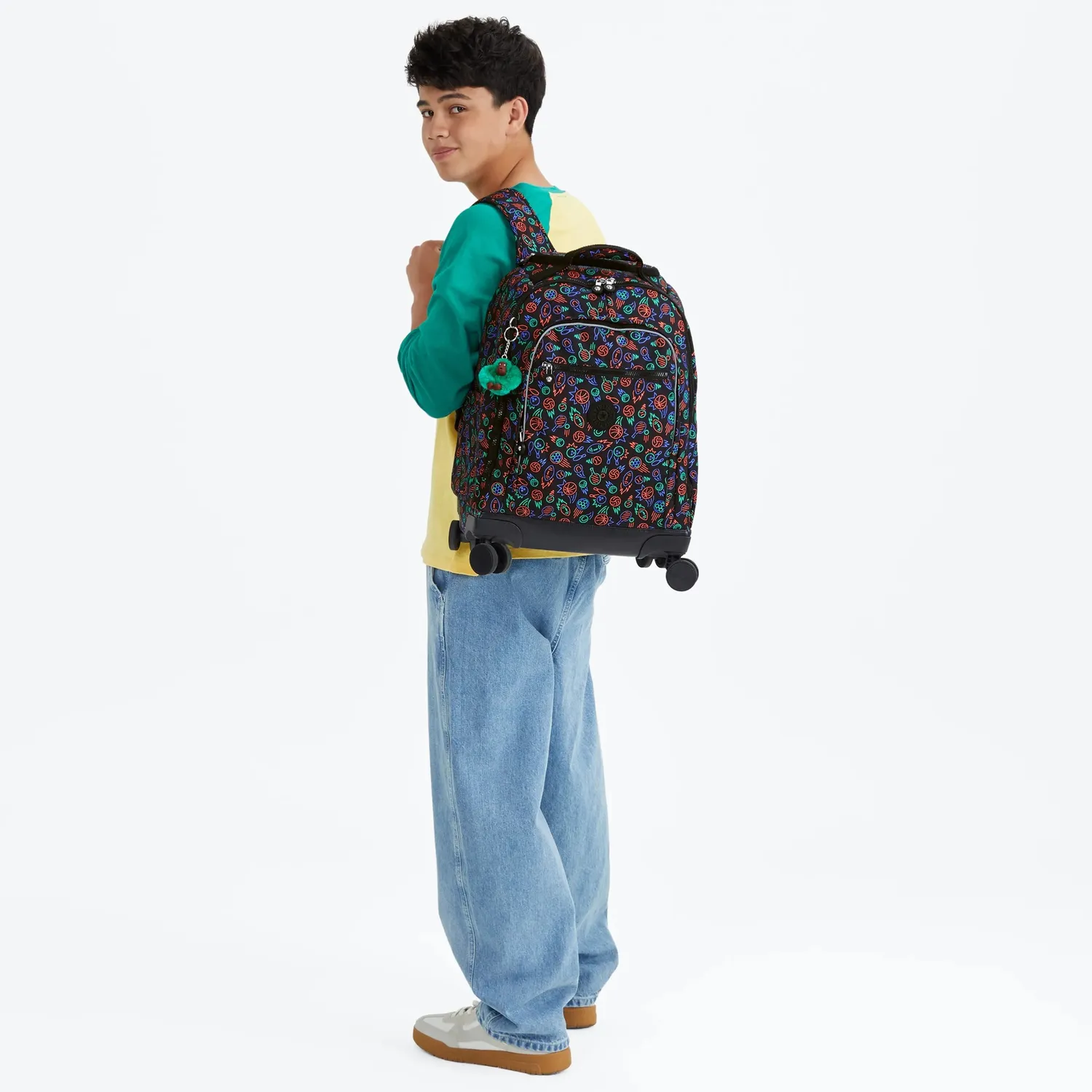 Kipling New Zea rugzak met wielen Sport Doodle groot