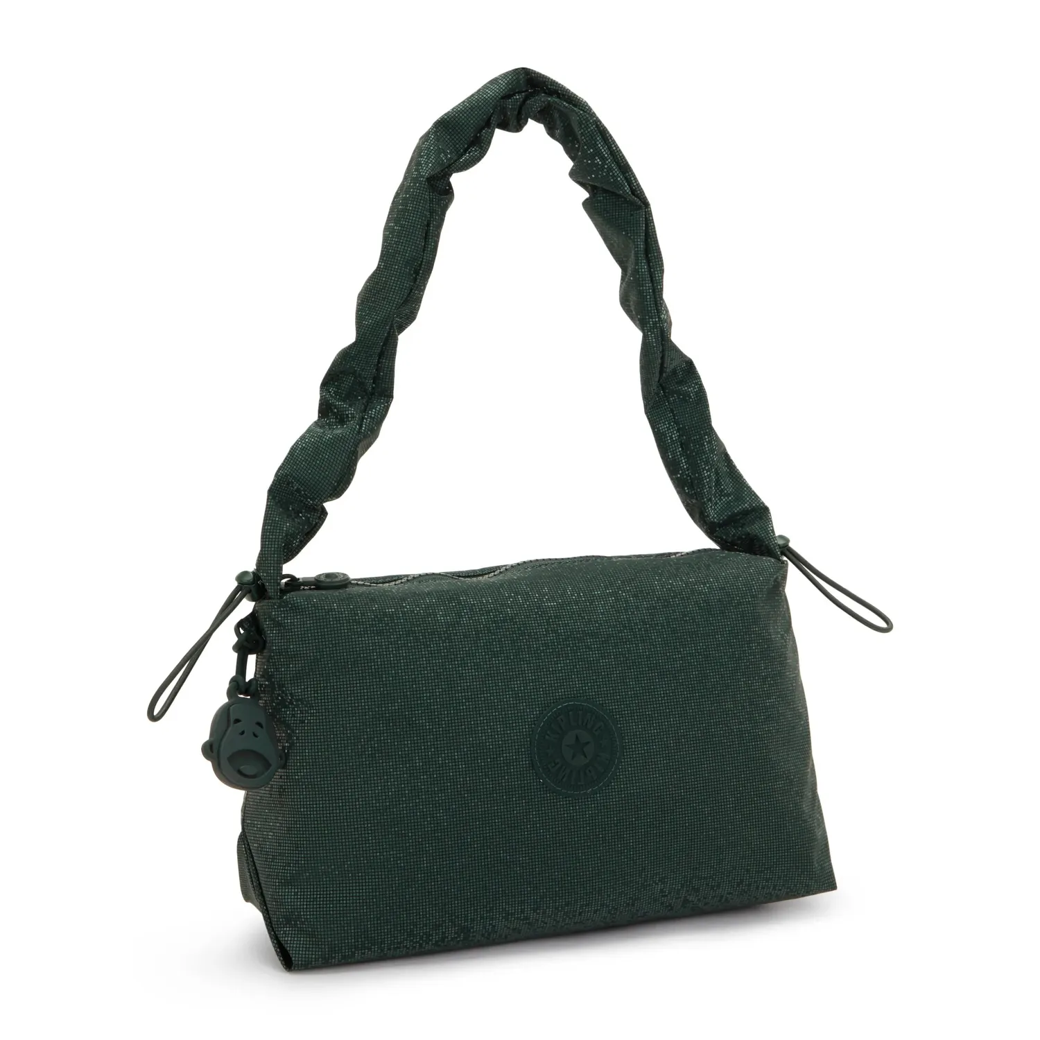 Kipling Eleni M schoudertas Shiny Pixel Green glans