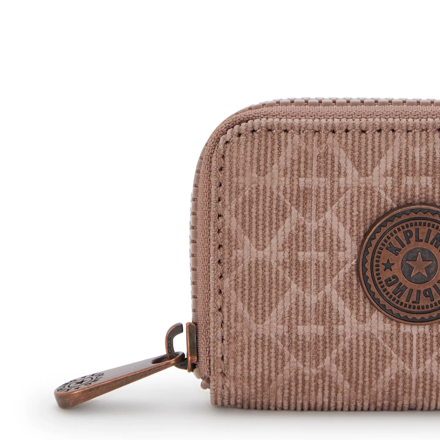 Kipling Cash Buddy portemonnee Klein Sign Brown Corduroy ribfluweel