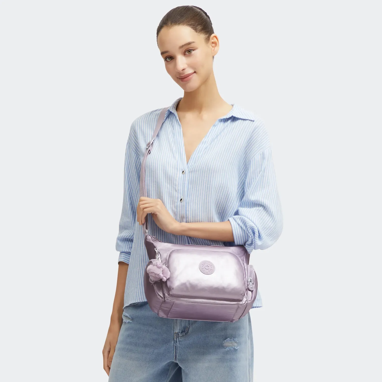 Kipling Gabb S crossbodytas Medium Lilac Moon metallic glans