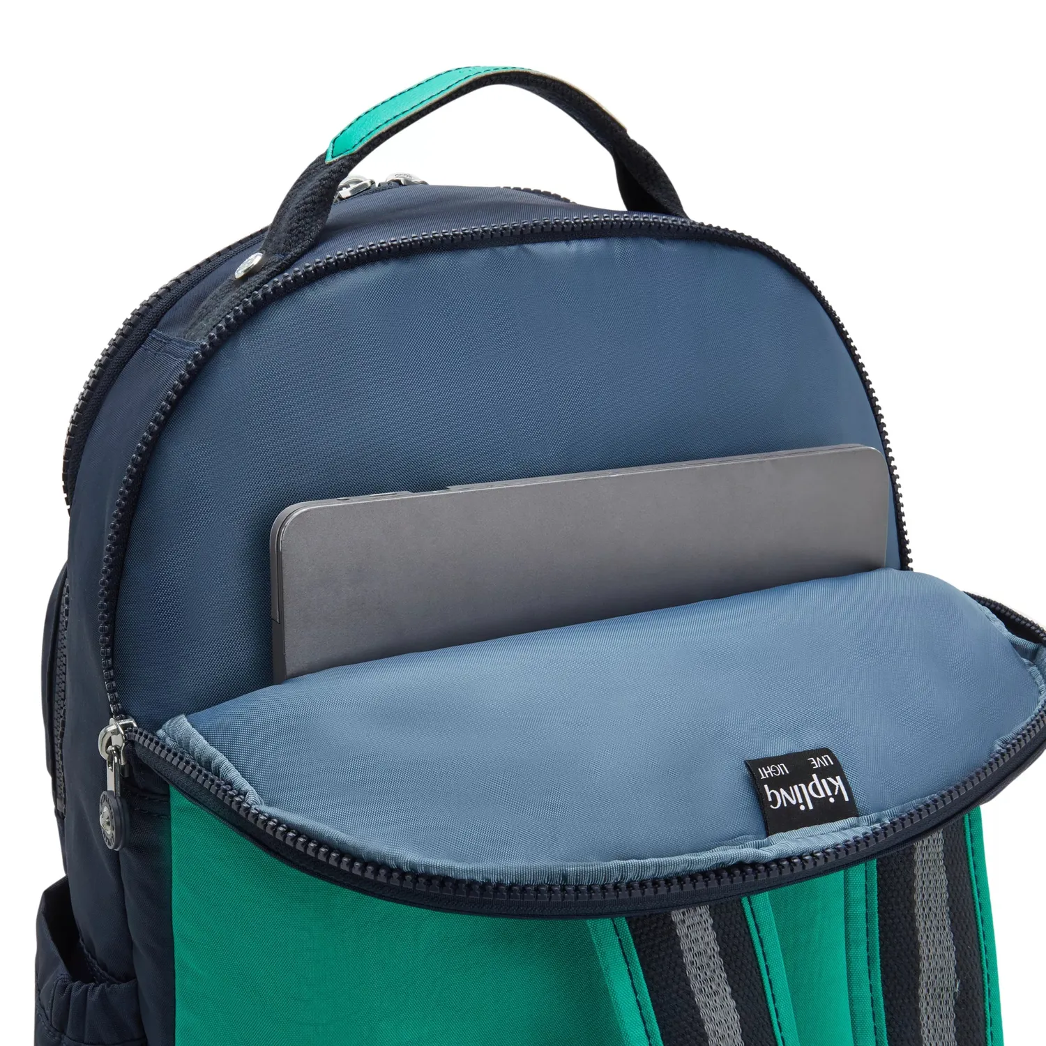 Kipling Seoul Lap rugzak Blue Green Block groot 15 inch laptop