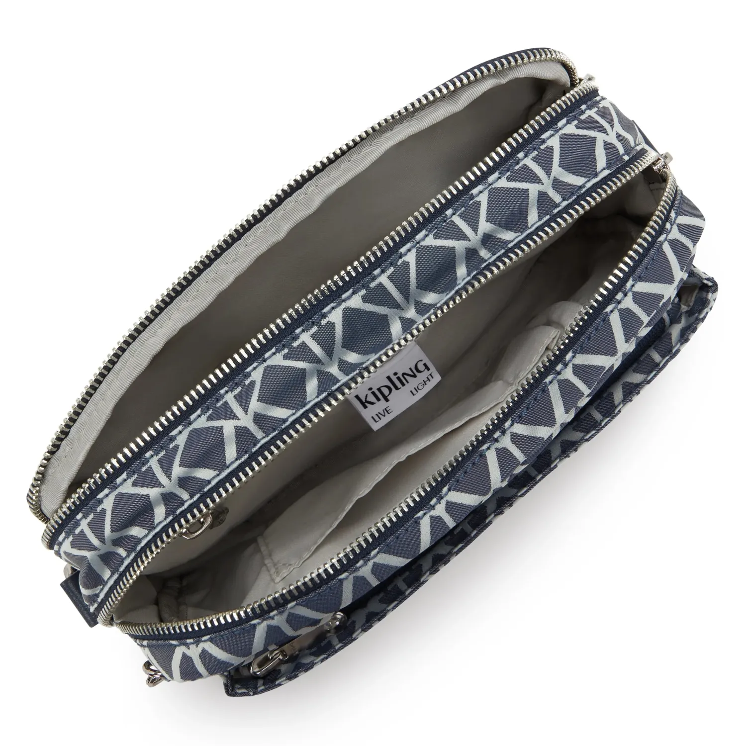 Kipling Abanu M schoudertas Medium Navy Sign Jacquard
