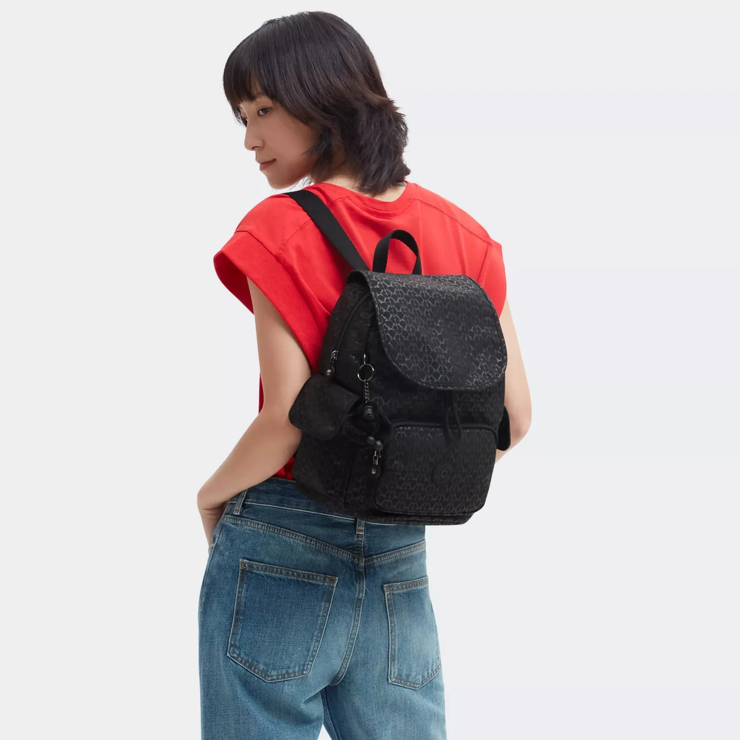 Kipling City Pack S rugzak Signature Emb klein met sleutelhanger