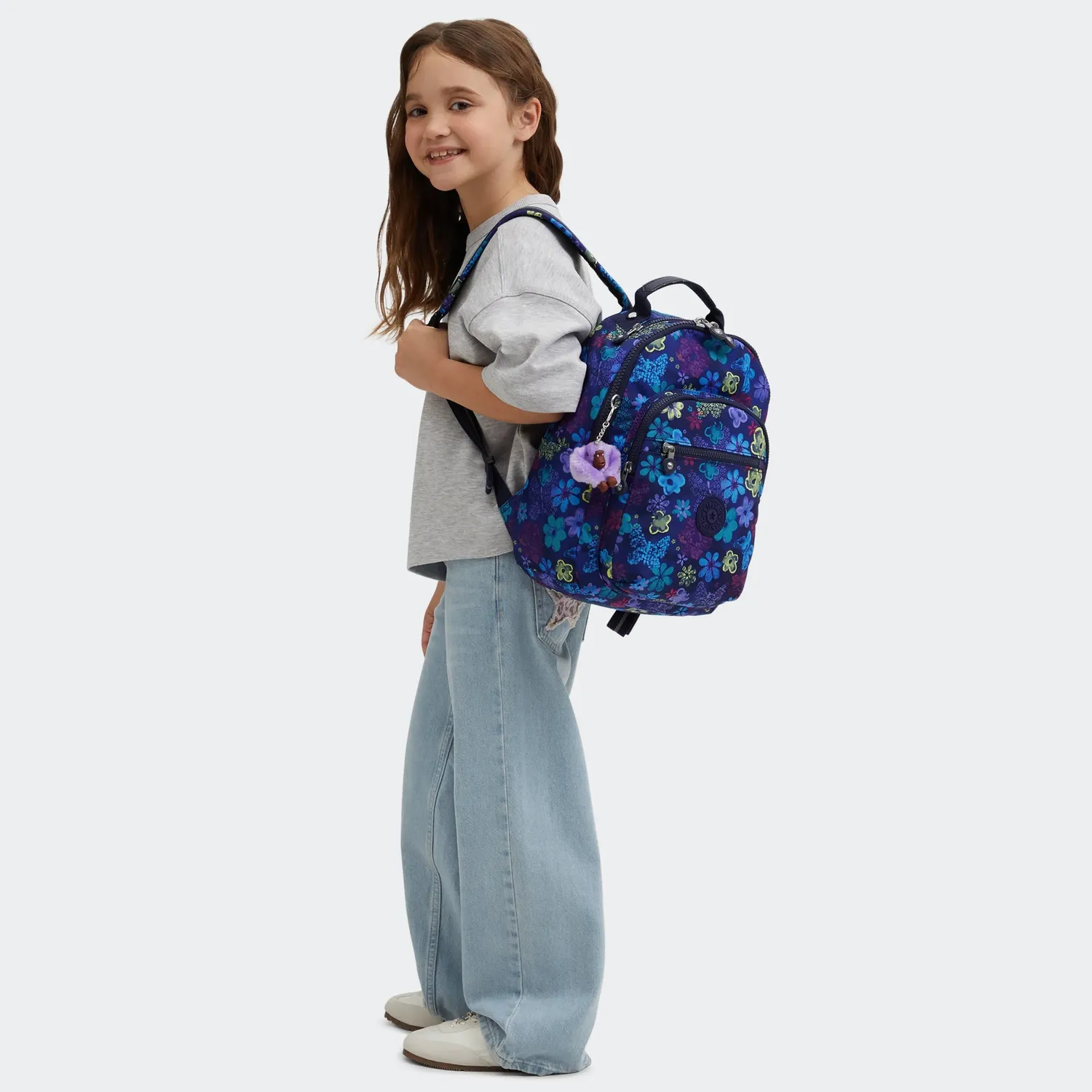 Kipling Seoul S rugzak Klein Dark Flower Stamp 11 inch vak