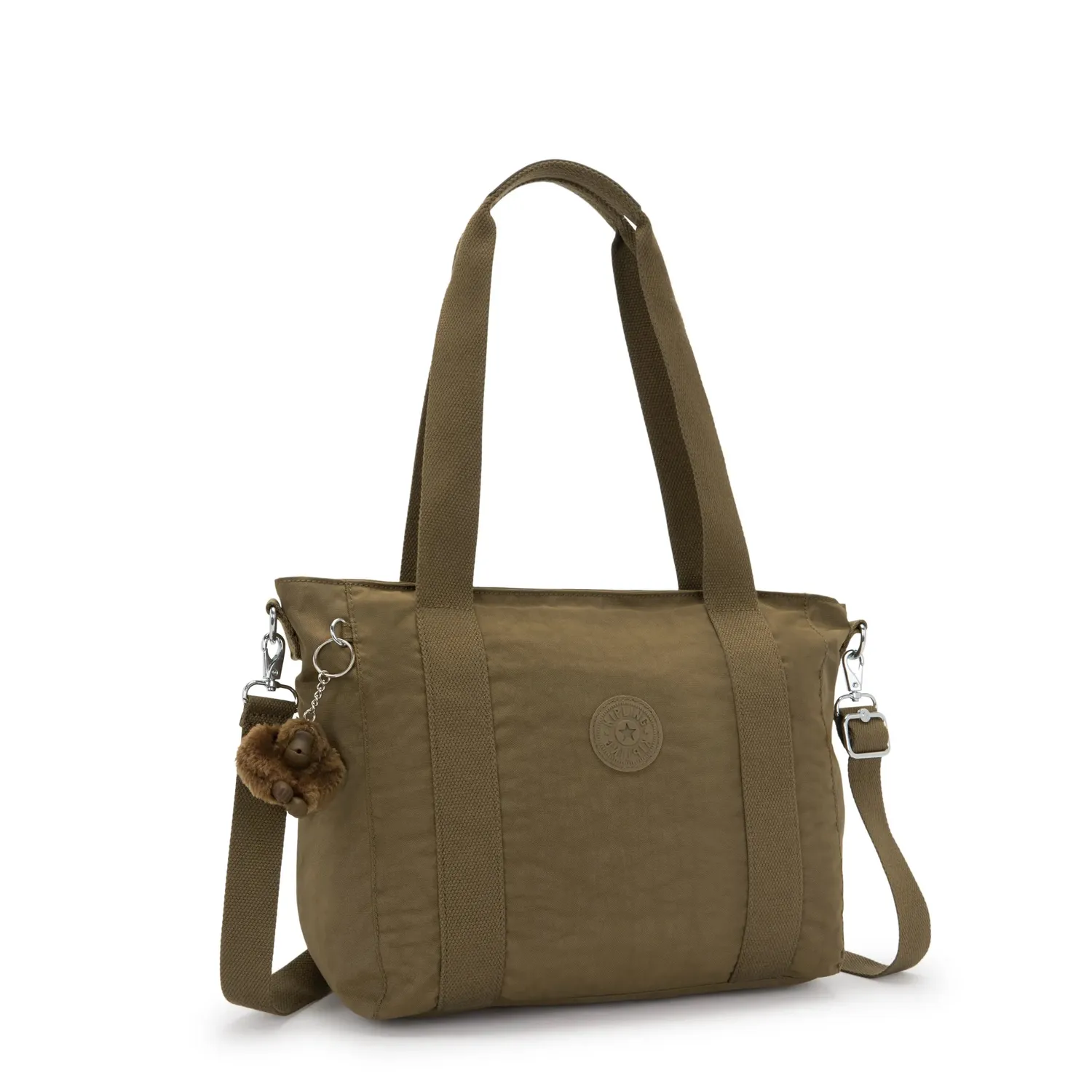 Kipling Asseni S shopper Smooth Khaki klein met schouderriem