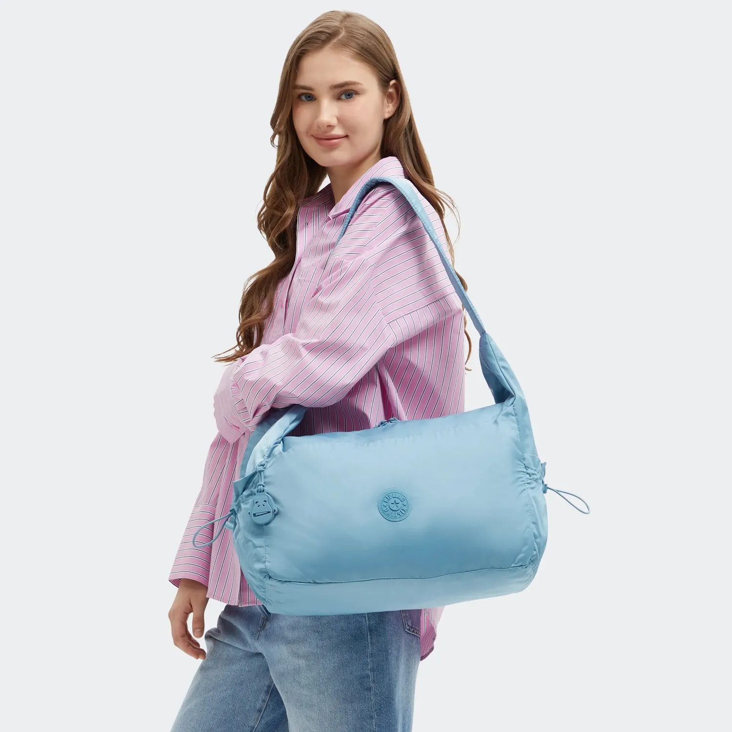 Kipling Gwyn schoudertas groot Sounds Blue verstelbaar