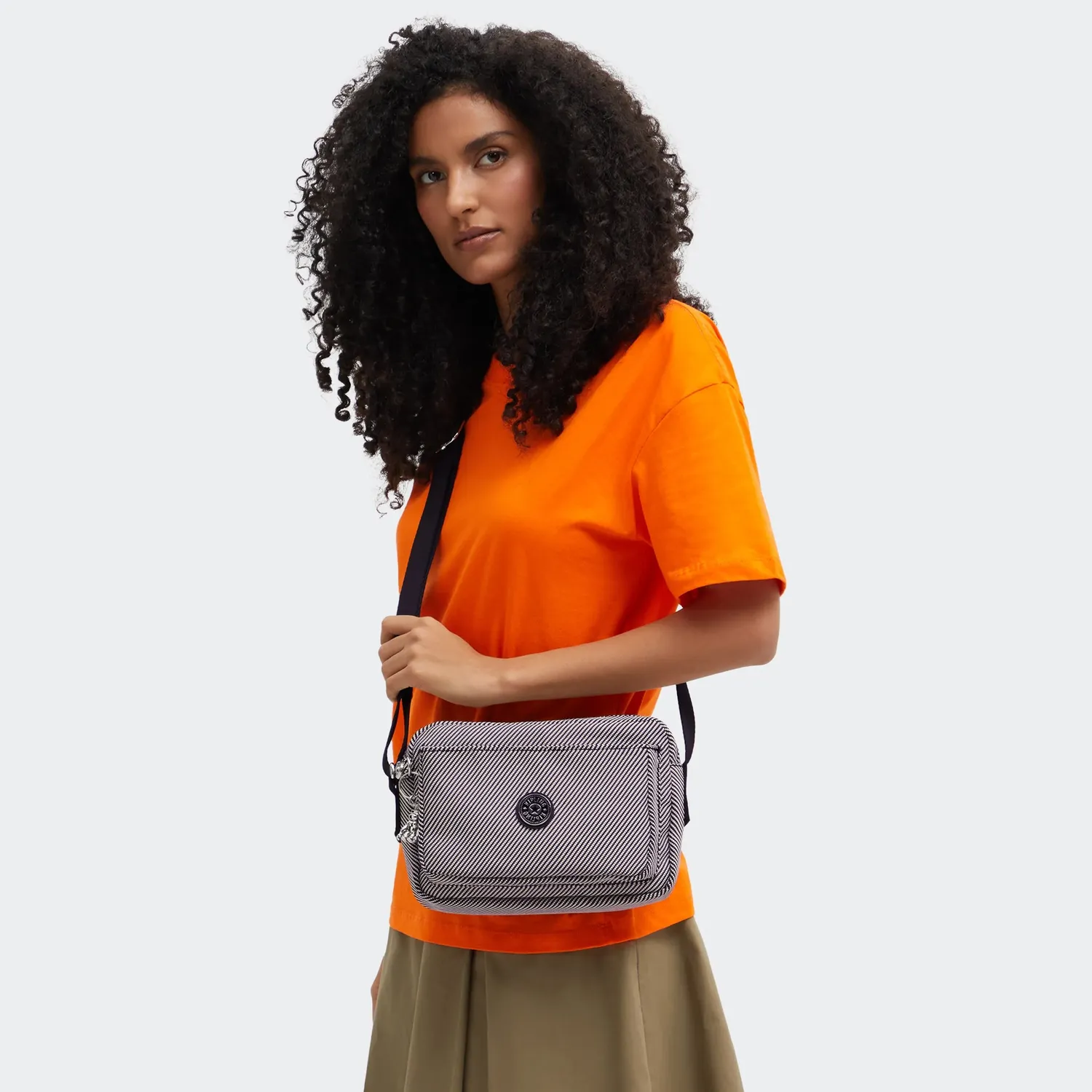 Kipling Abanu M crossbody tas Medium Diagonal Jacquard dubbele rits