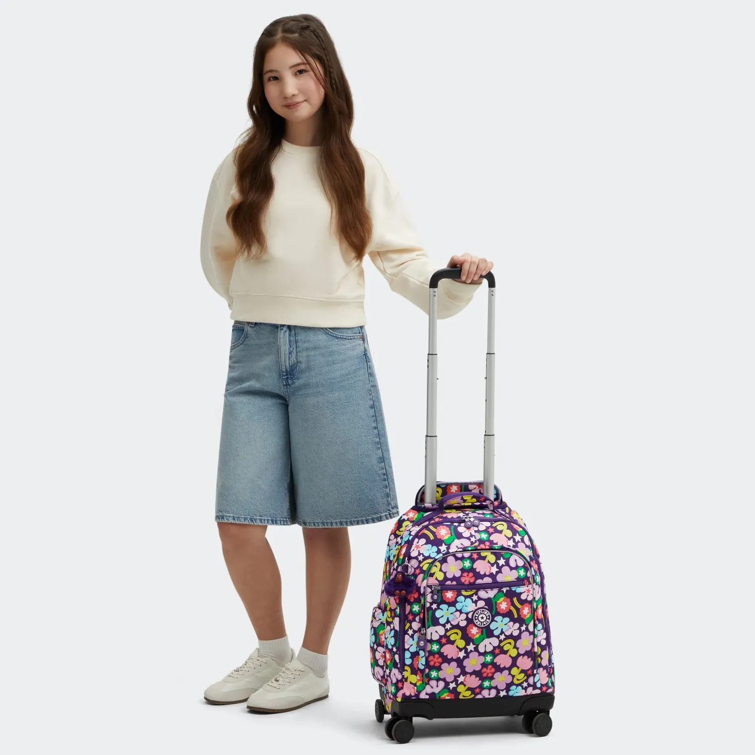Kipling New Zea rugzak Fairy Flower groot met wielen