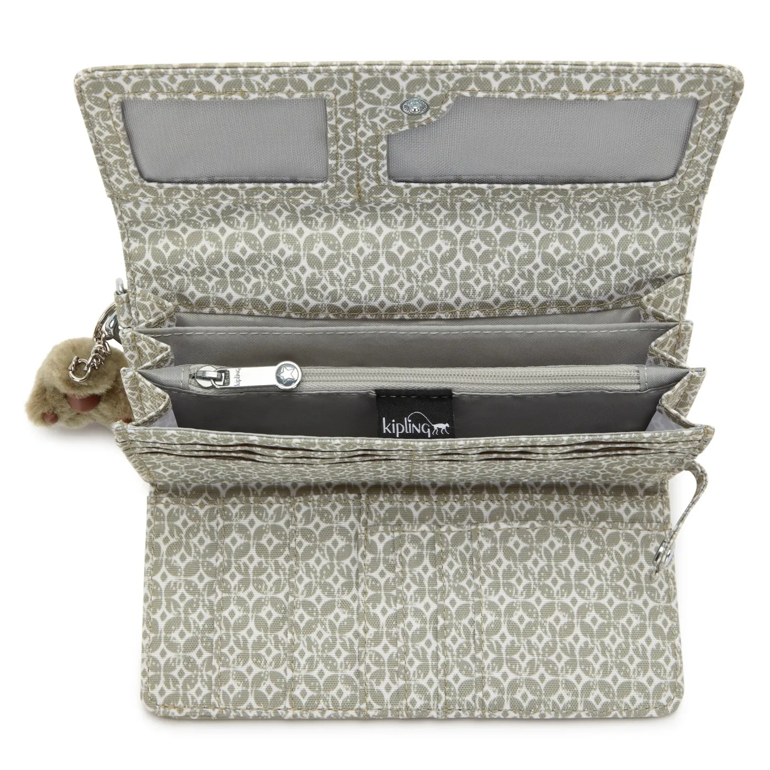 Kipling Rubi Portemonnee Groot Sandstone Geos met print