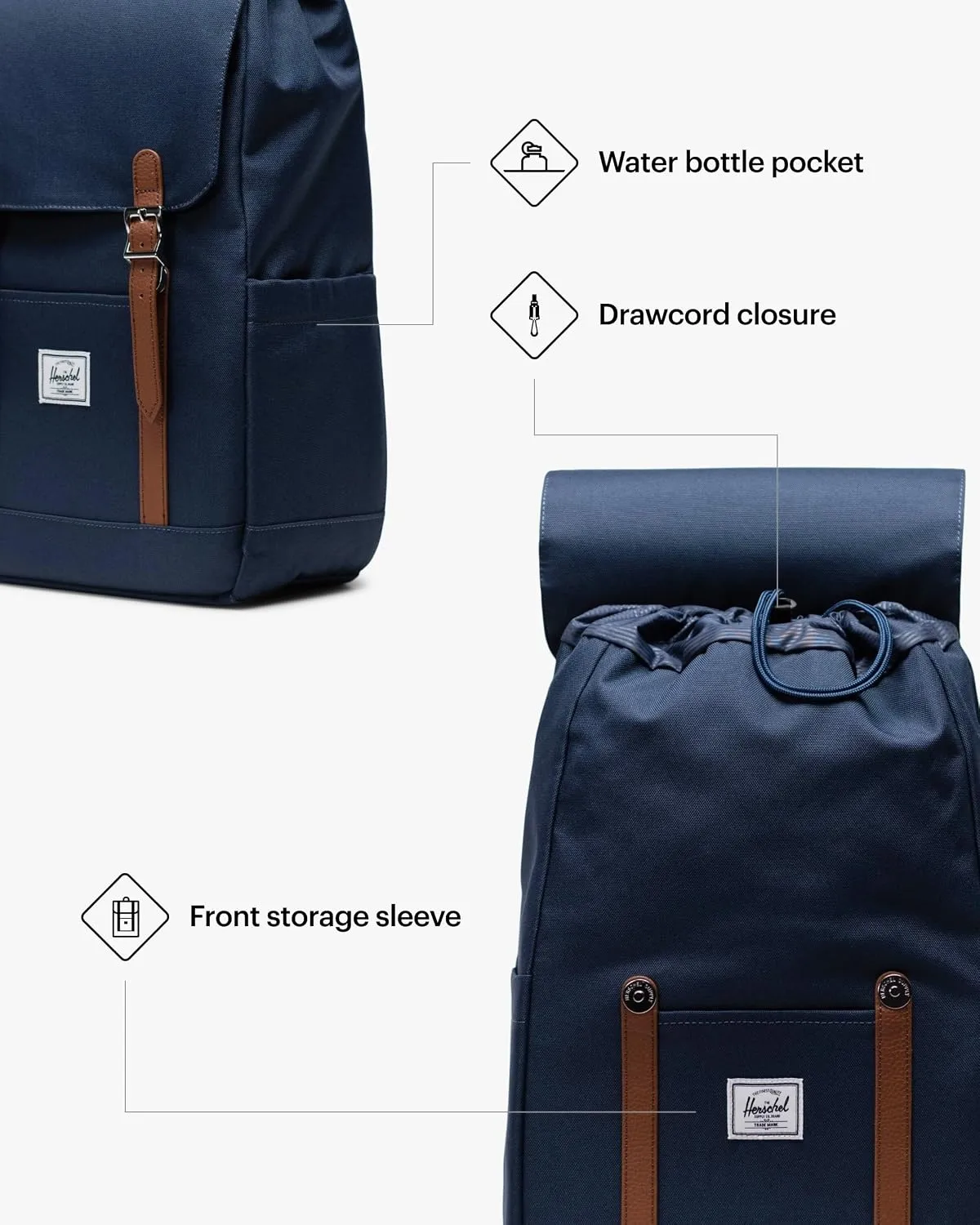 Herschel Retreat rugzak 23L zwart canvas