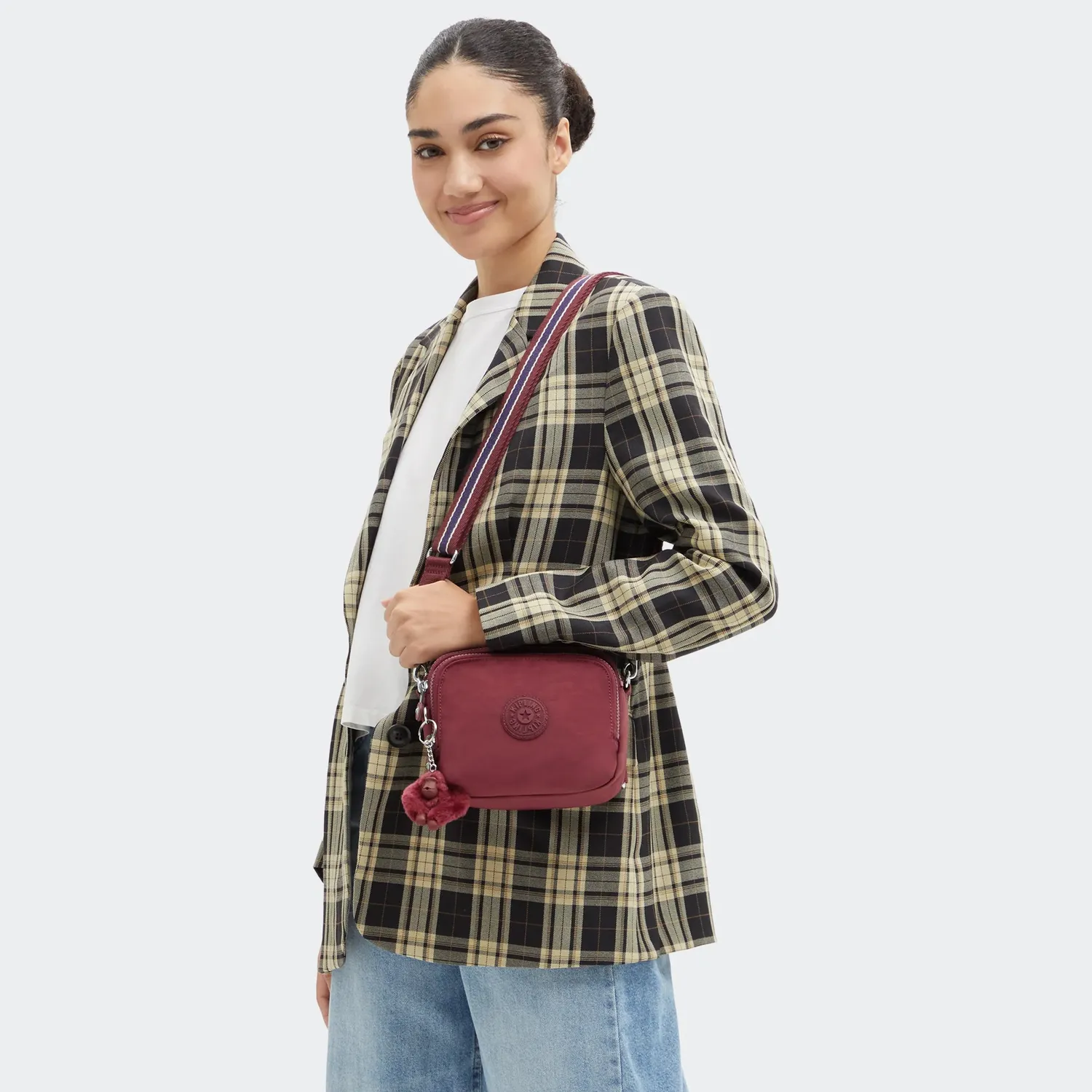 Kipling Cahir crossbody klein Lounge Wine met ritsvakken