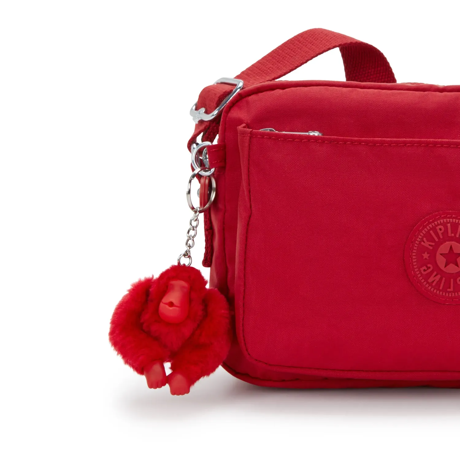 Kipling Abanu M crossbody tas Ruby Red medium met ritsvakken