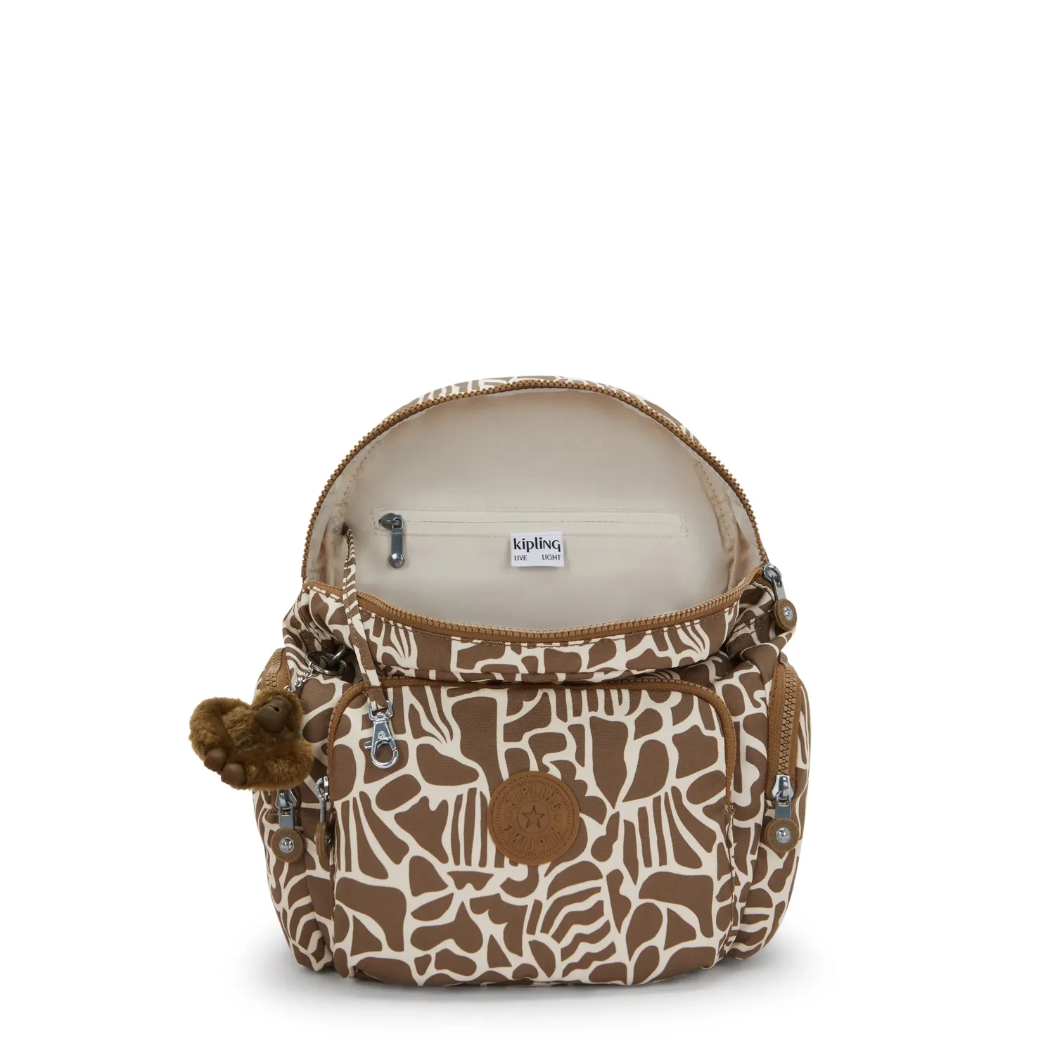 Kipling City Zip S rugzak klein Cocktail Khaki met vakken