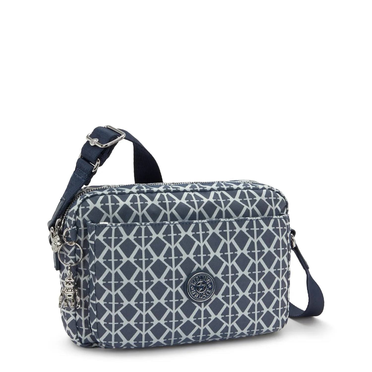 Kipling Abanu M schoudertas Medium Navy Sign Jacquard