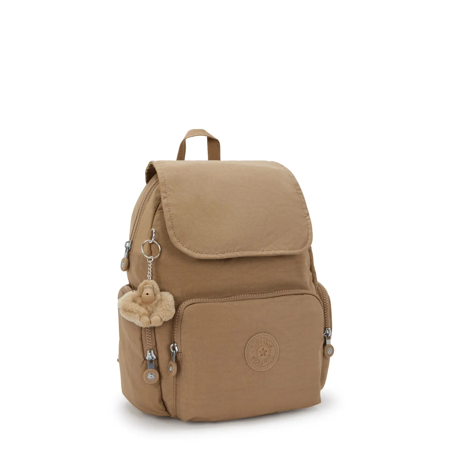 Kipling City Zip S rugzak Klein Early Tan met sleutelkoord