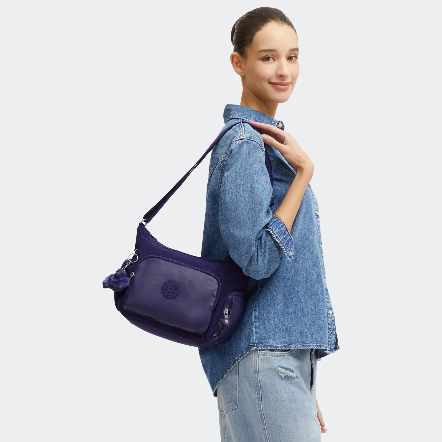 Kipling Gabb S crossbodytas Medium Moonlit Shine met ritsvak