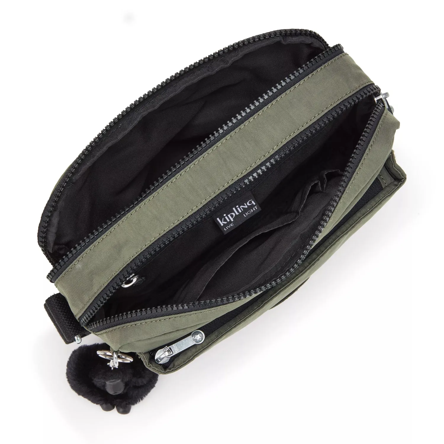 Kipling Abanu M crossbody Green Moss met penvakjes
