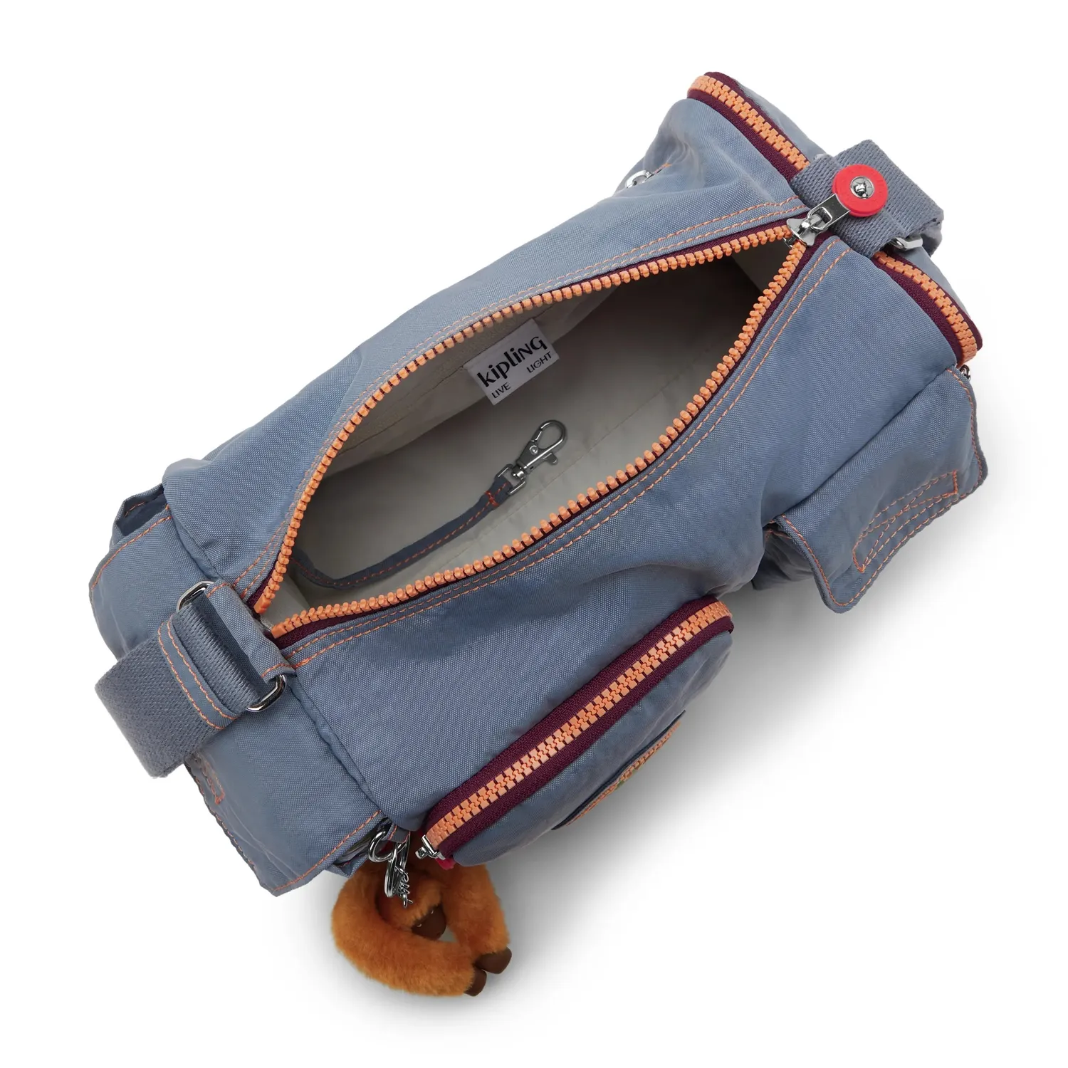 Kipling Sam Energy Medium schoudertas Energy Blue met voorvakken