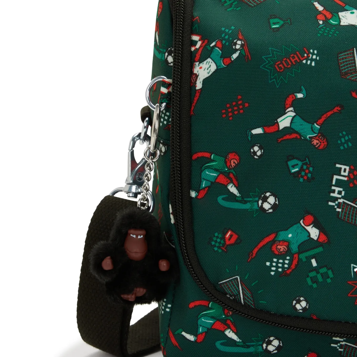 Kipling New Kichirou lunchtas Groot Soccer Print trolleybevestiging