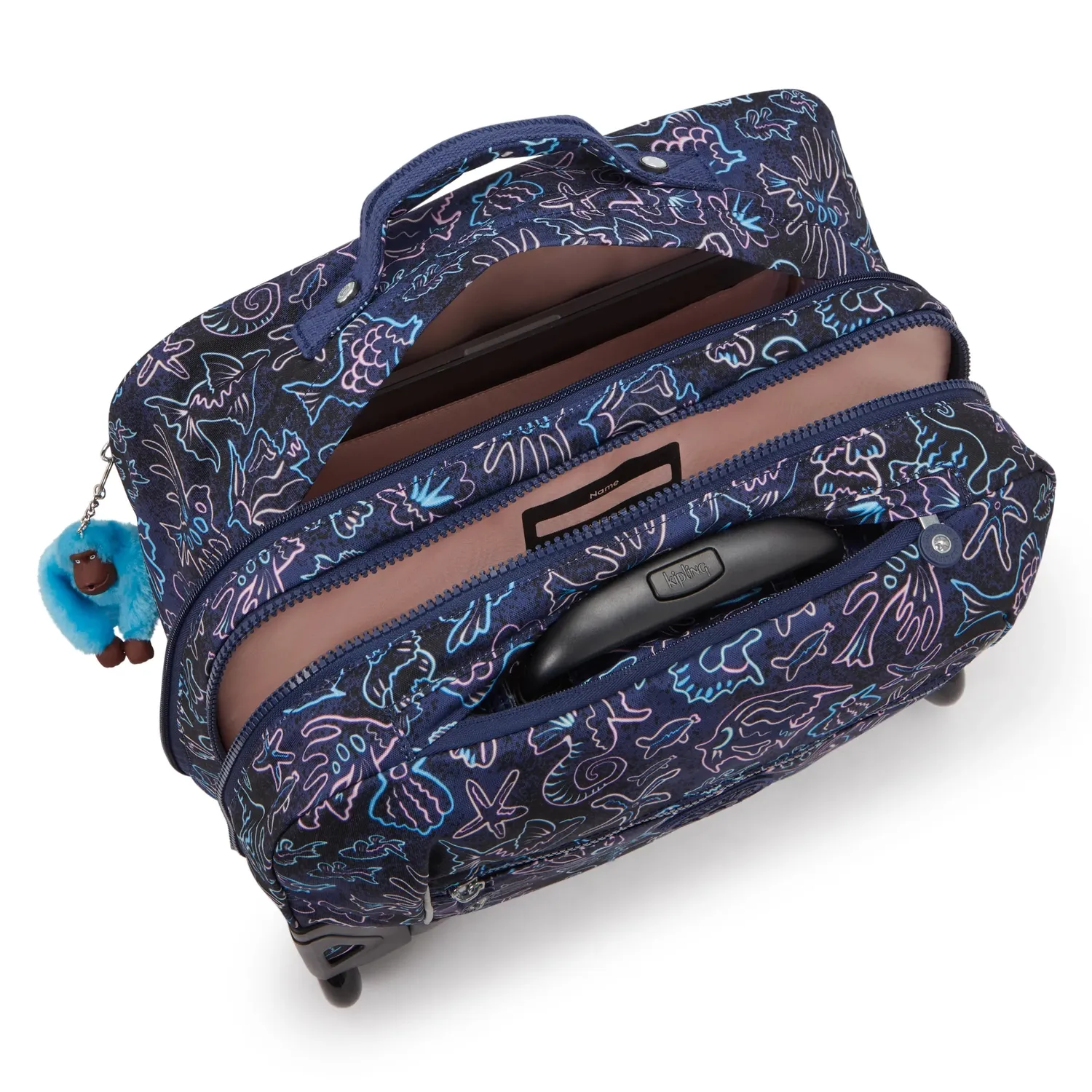 Kipling Giorno rugzak met wieltjes Disco Fish groot