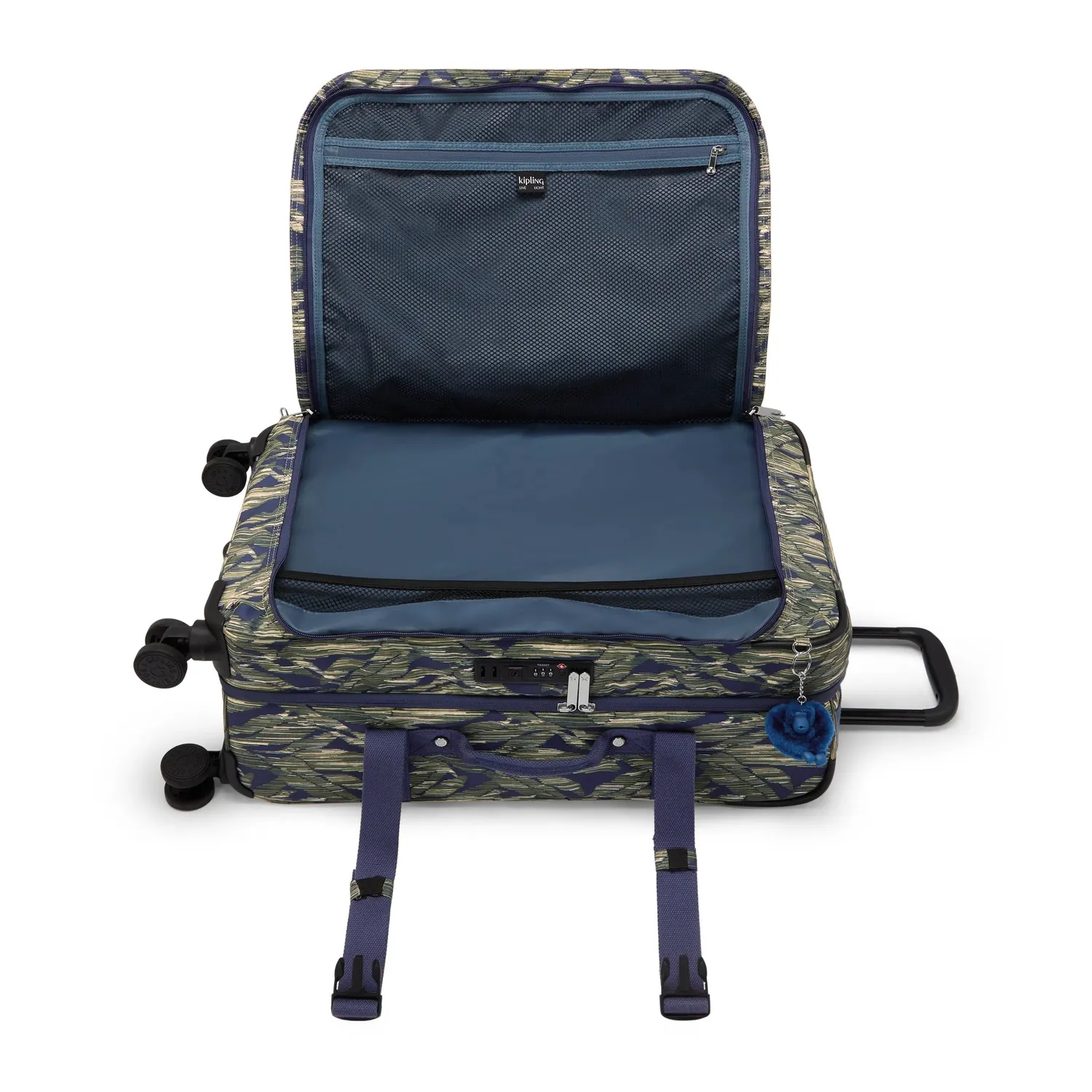 Kipling Spontaneous M koffer Medium Striped Grasses 4 wielen
