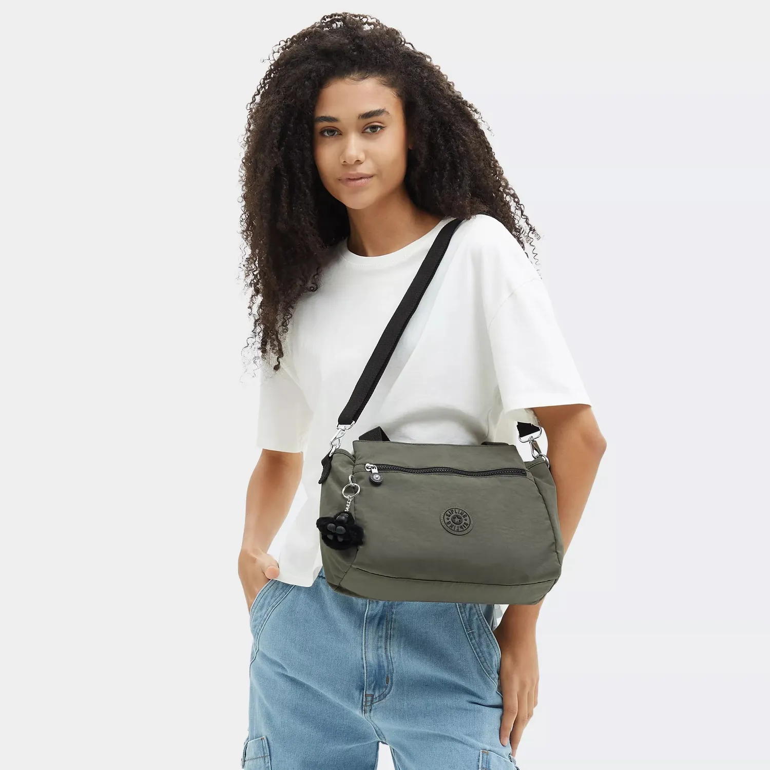 Kipling Elysia schoudertas Medium Green Moss handtas