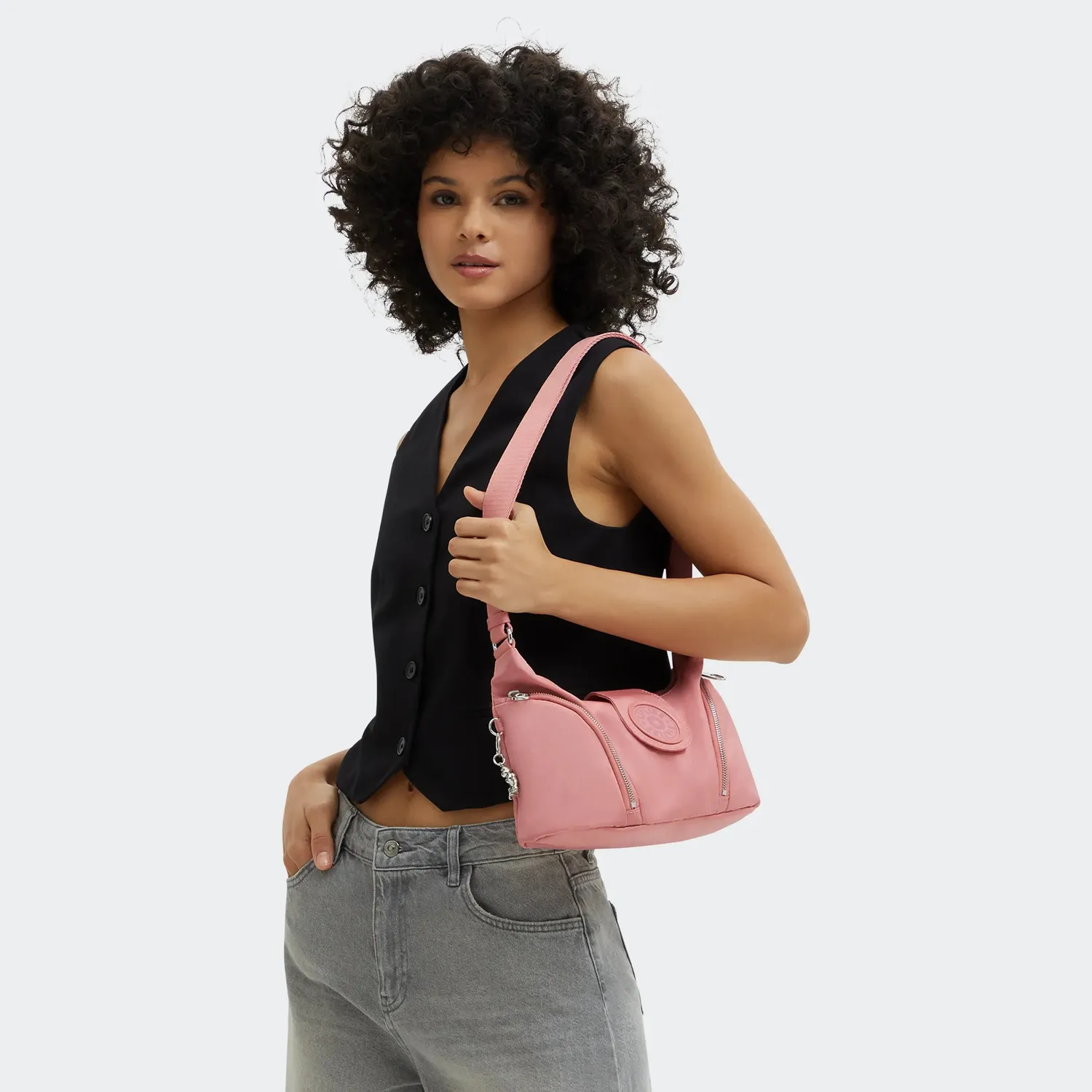 Kipling Sera M crossbodytas Rose Spice medium met ritsvakken
