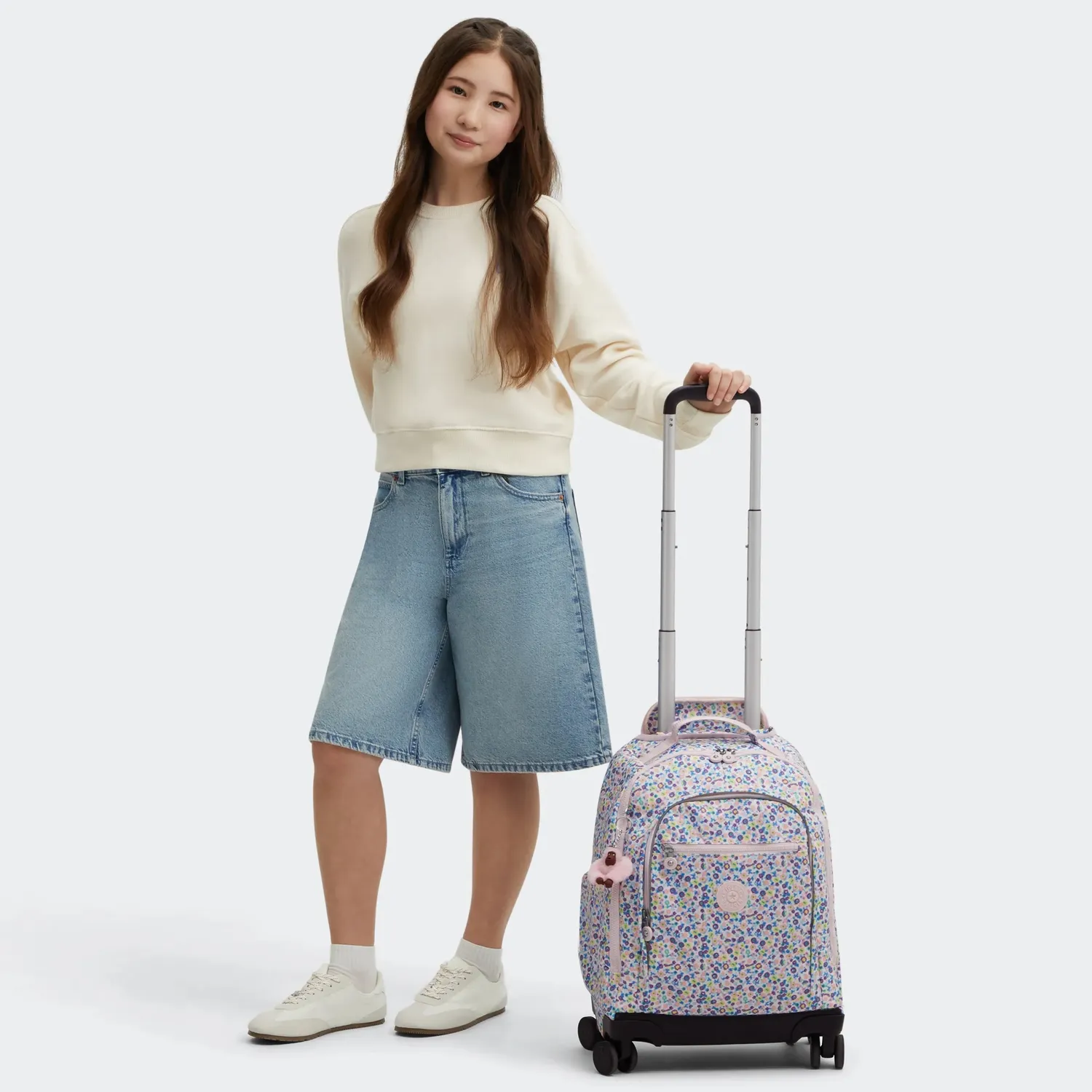 Kipling New Zea rugzak met wielen Digi Flower Print groot