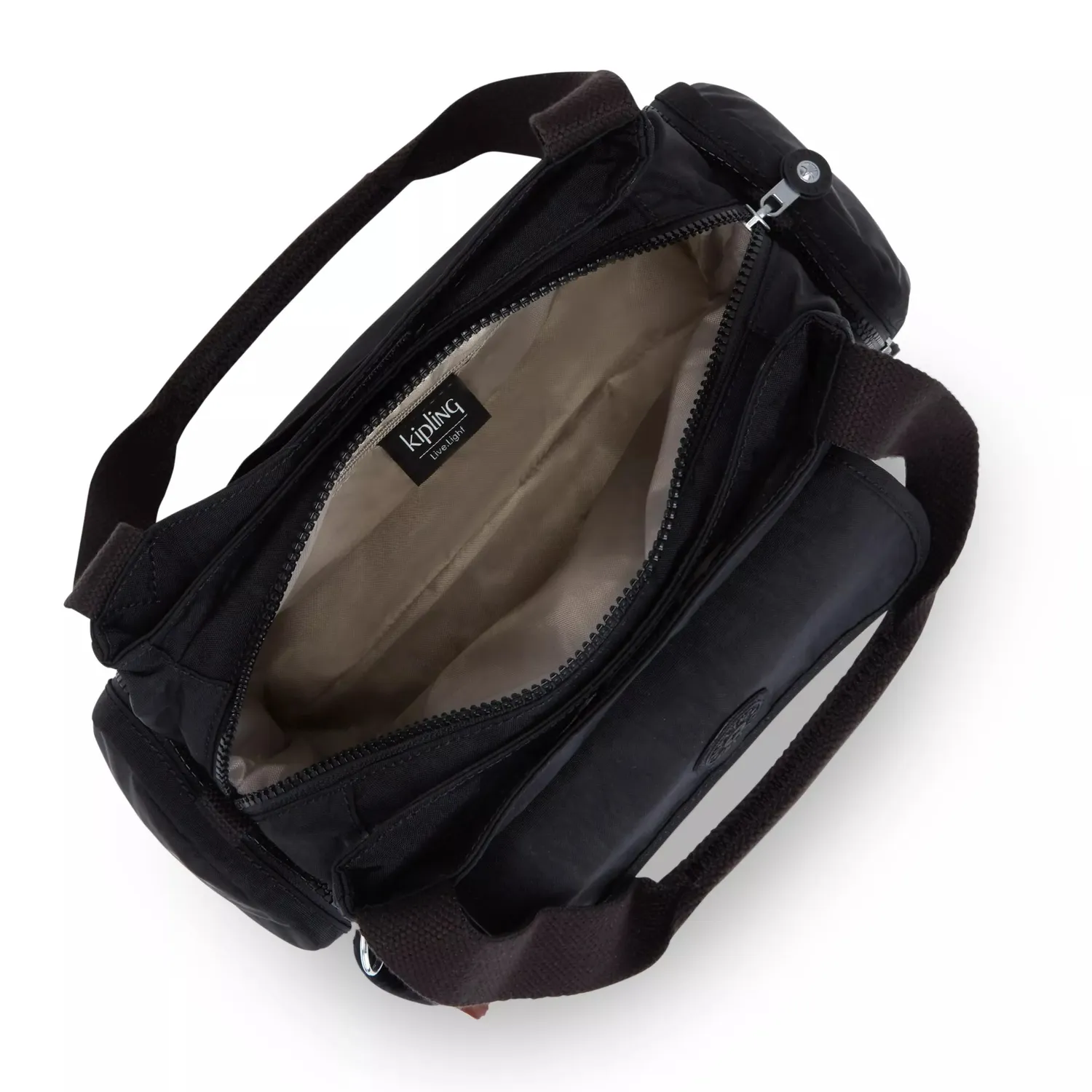 Kipling Felix L U schoudertas Klein Black Tonal ritsvakken