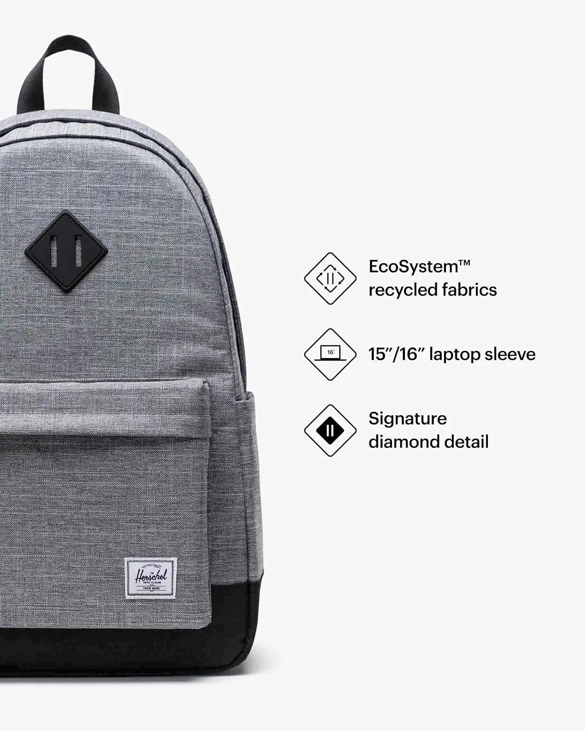 Herschel Heritage rugzak Raven Crosshatch canvas