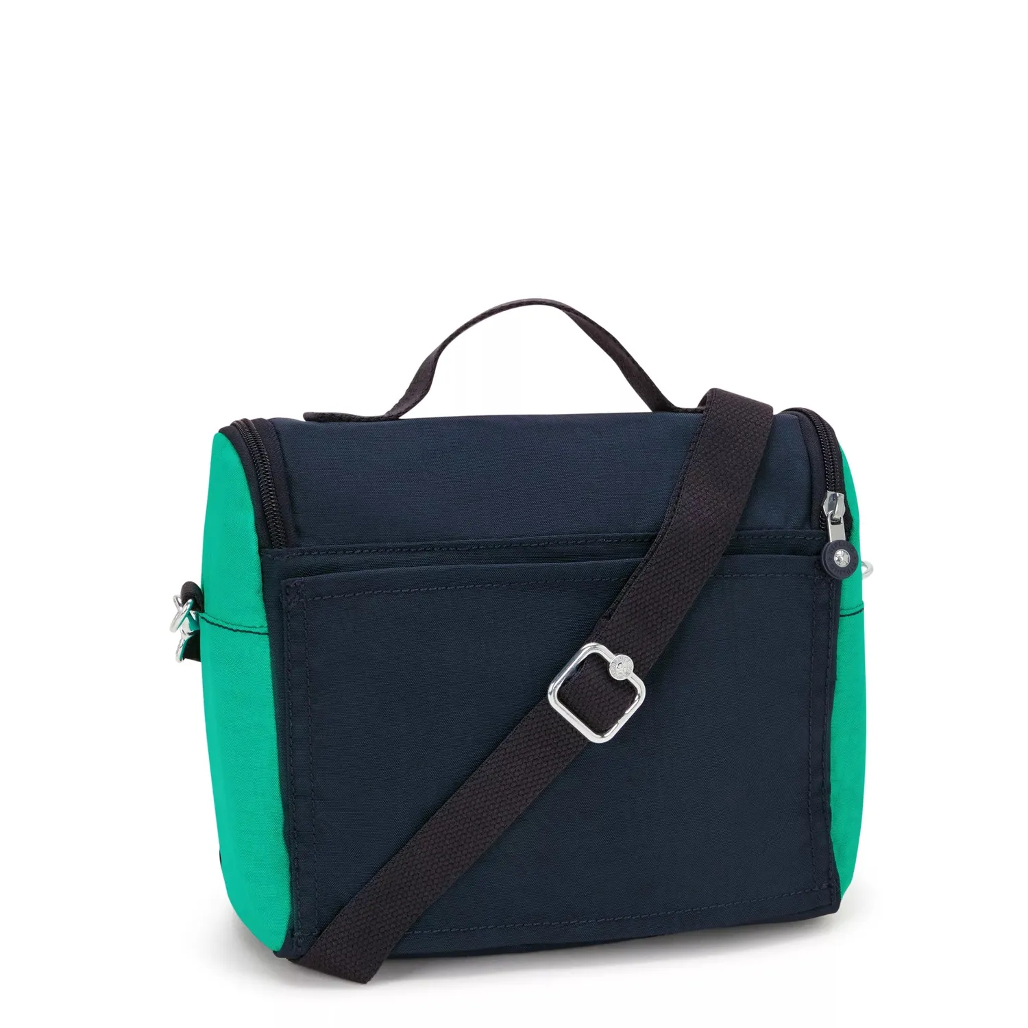 Kipling New Kichirou lunchtas Groot Blue Green Block trolleybevestiging