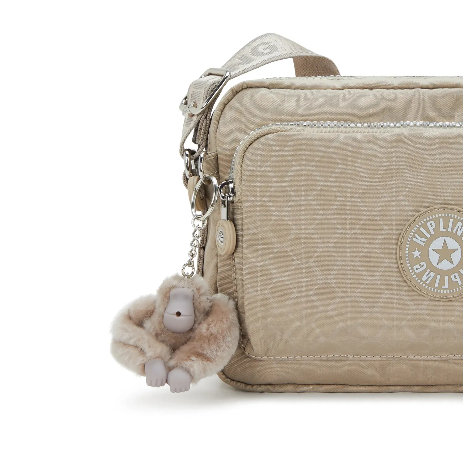Kipling Abanu M Zip crossbody medium Glorious Beige Silver
