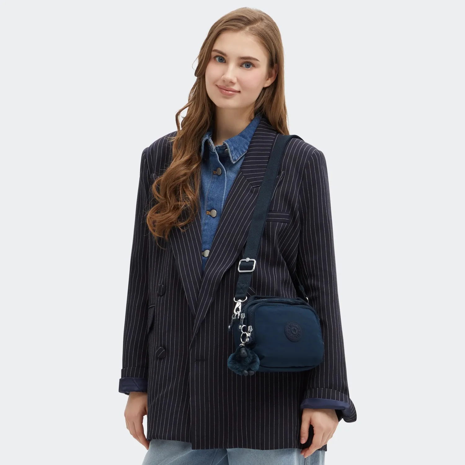 Kipling Cahir crossbody klein Blue Bleu 2 met ritsvakken