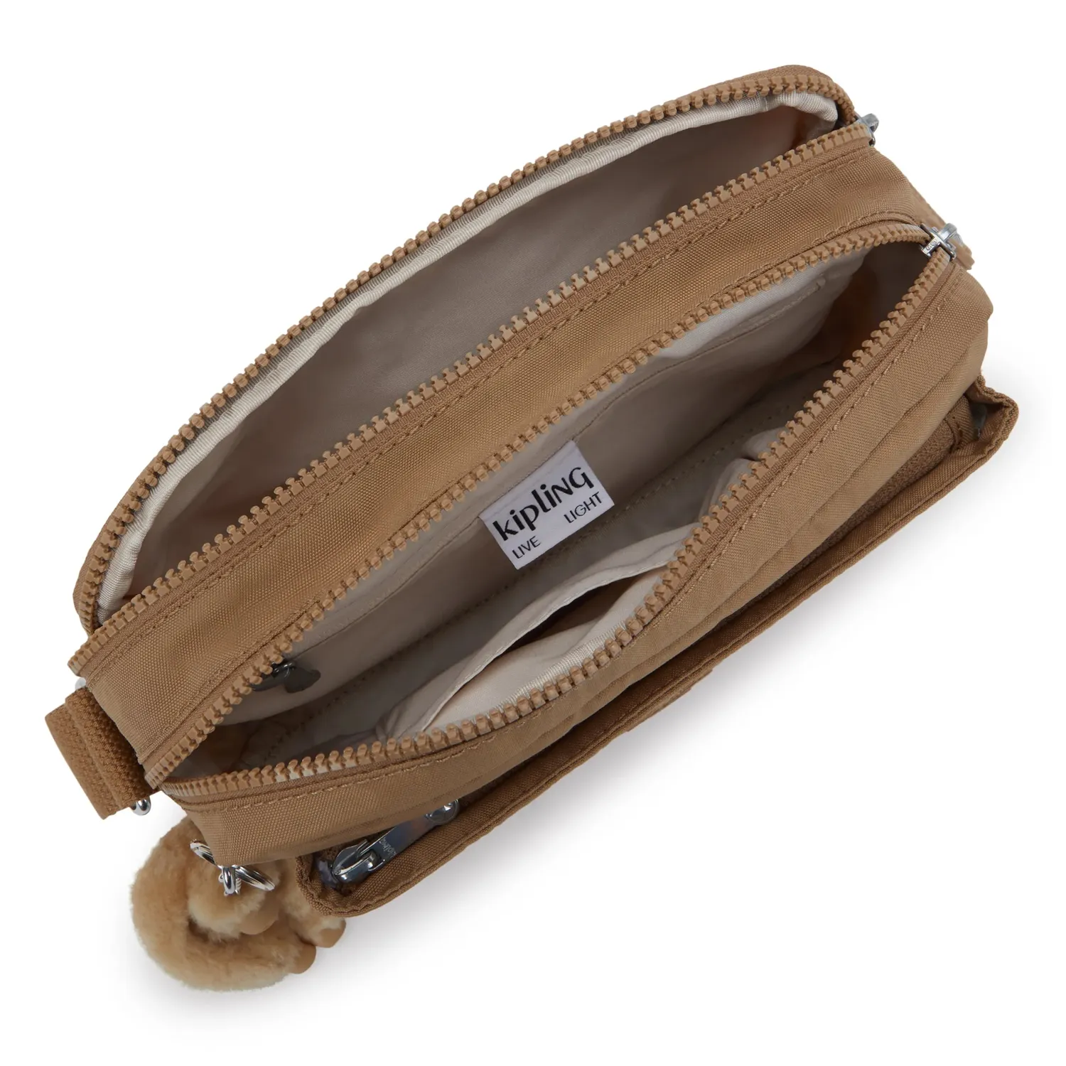 Kipling Abanu M crossbody Early Tan met 2 ritsvakken