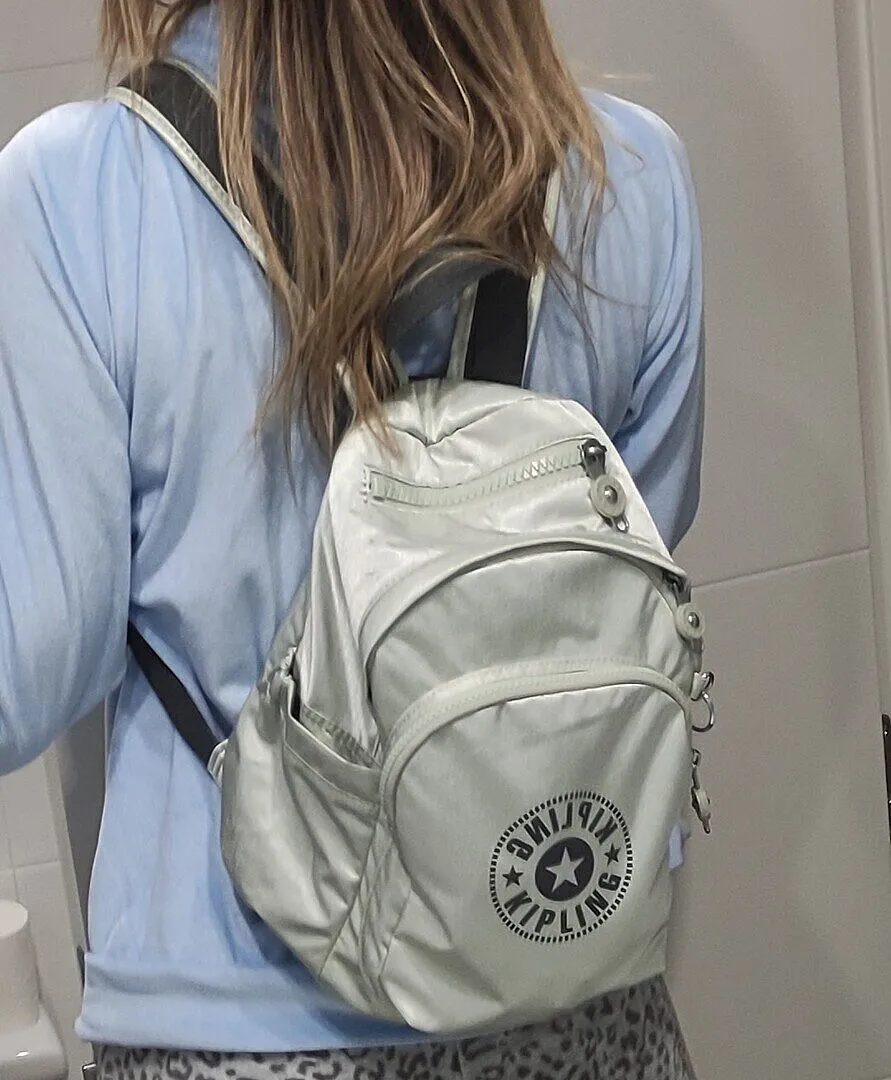 Kipling Delia Mini rugzak Navy Sign Jacquard klein vakken