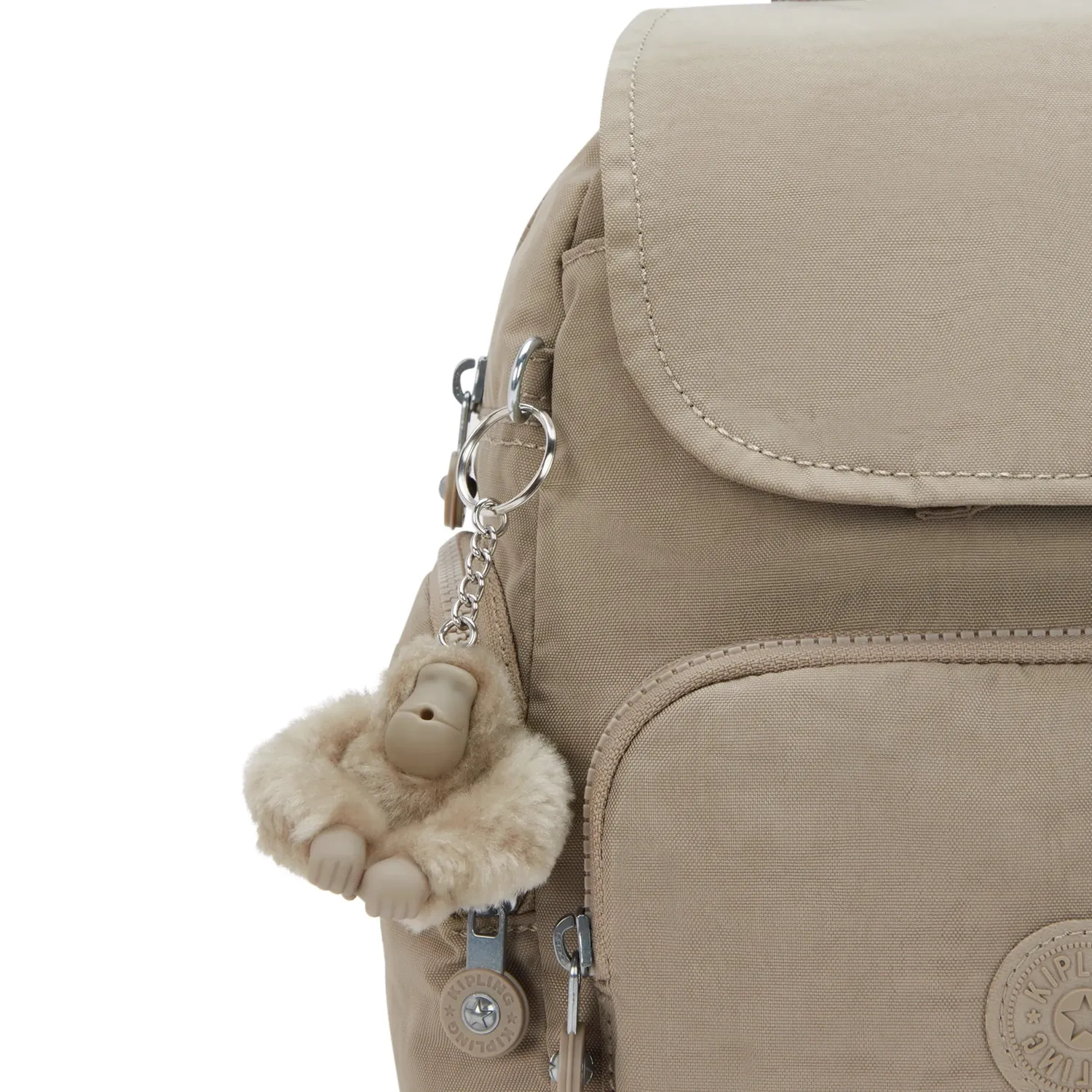 Kipling City Zip Mini rugzak Soft Taupe extra klein met ritsvakken