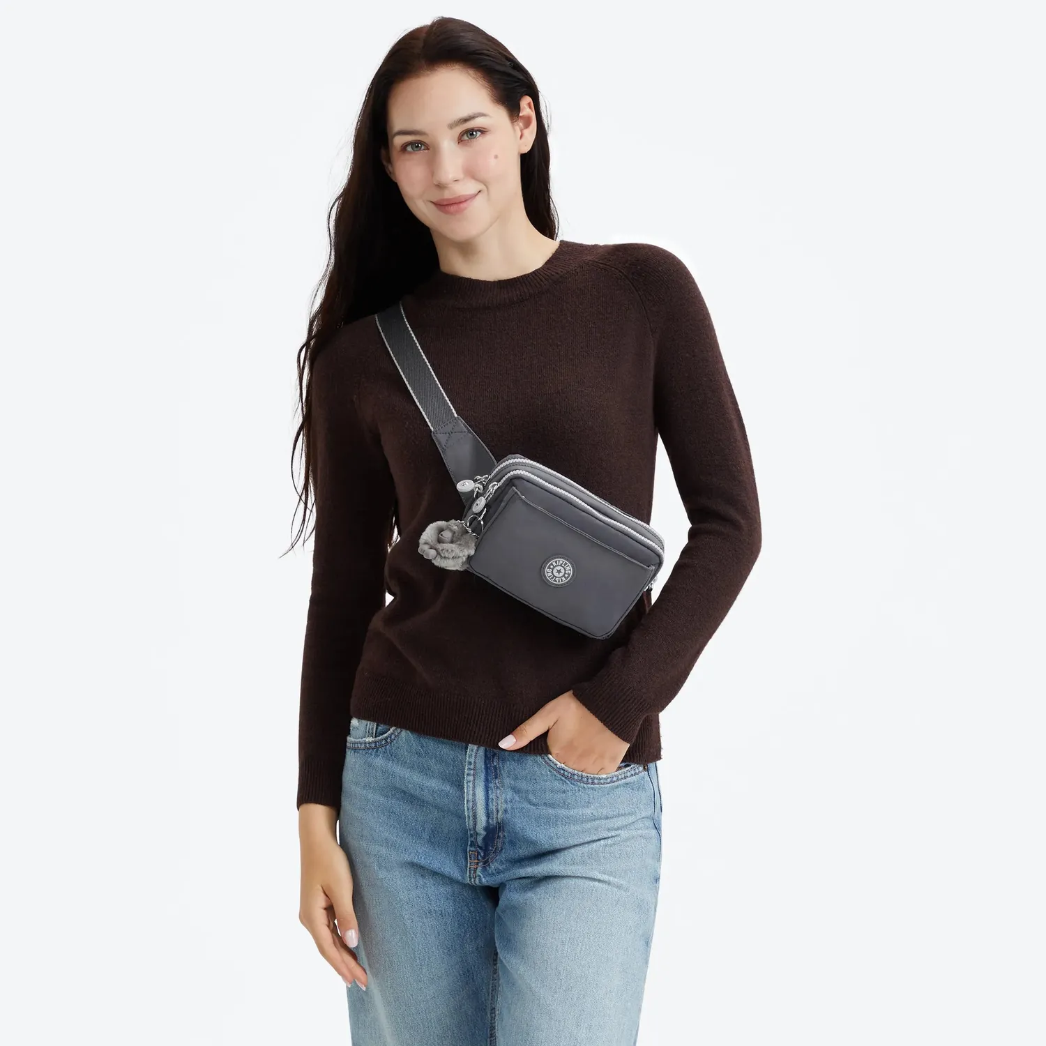 Kipling Abanu Multi crossbody tas Moonlit Grey klein verstelbaar