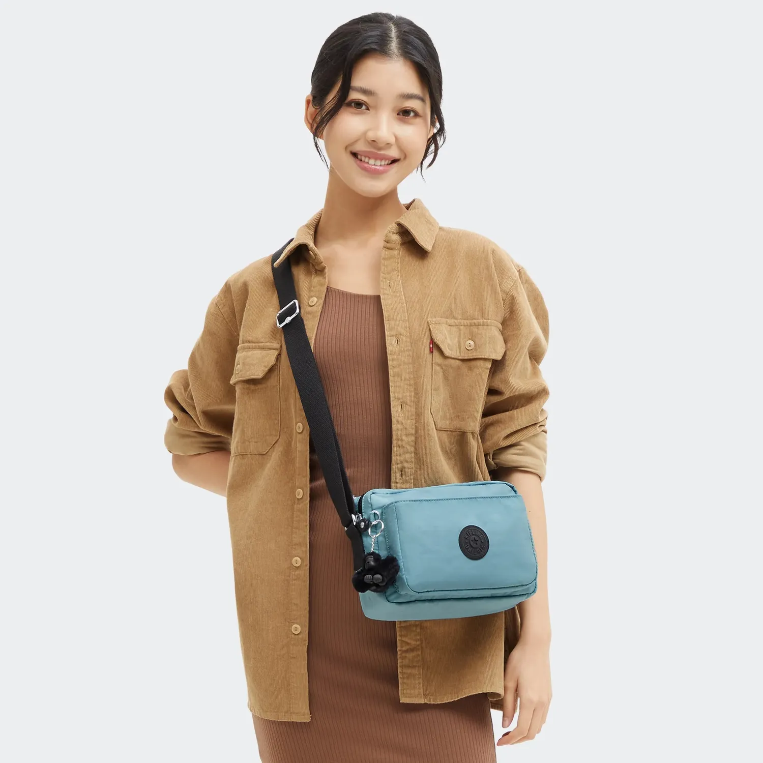 Kipling Abanu M schoudertas Muted Sage Combo lichte tas