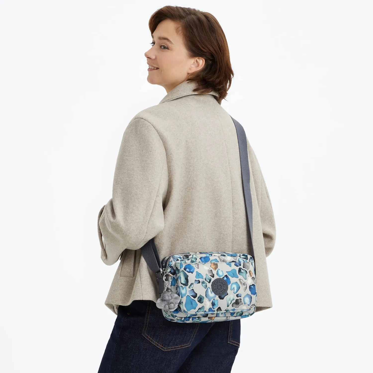 Kipling Abanu M schoudertas Medium Mineral Stone dubbel vak