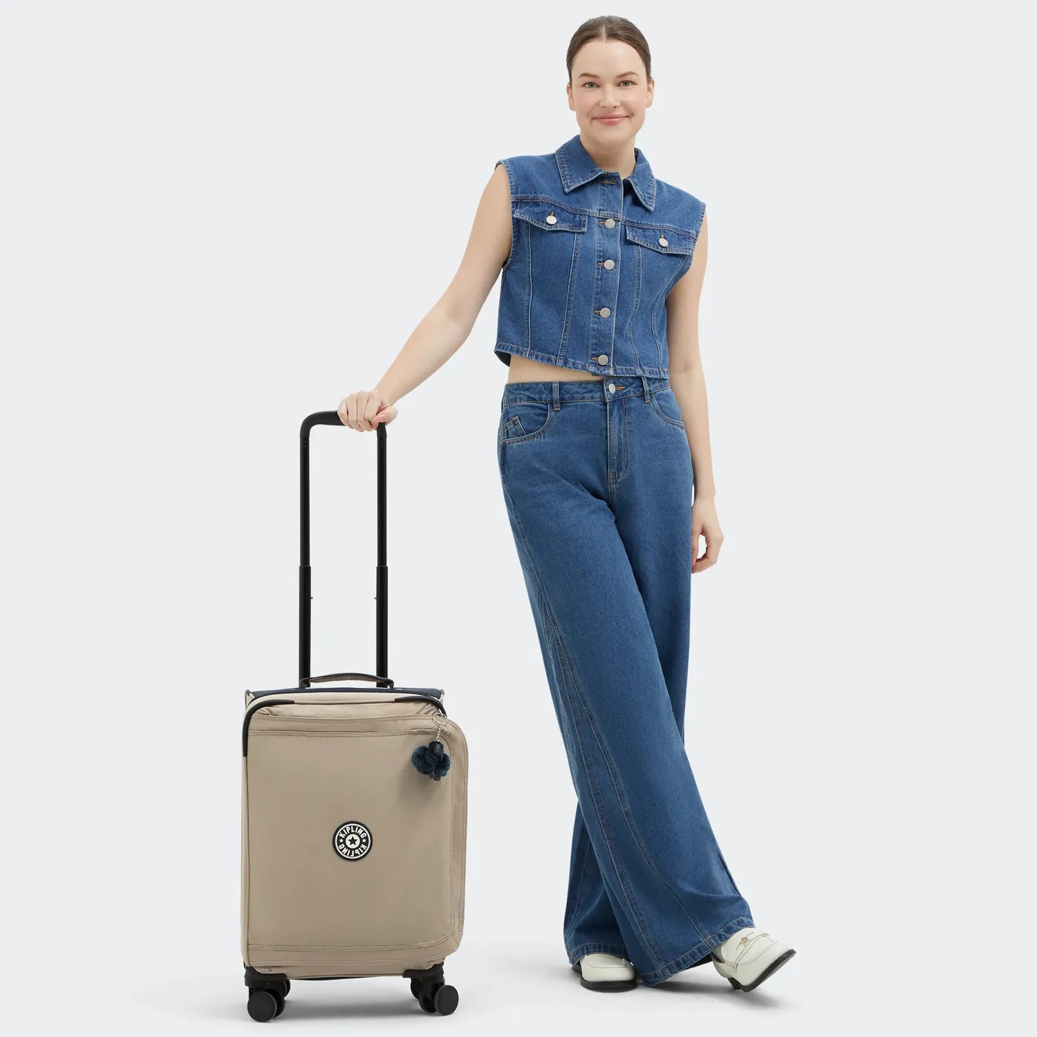Kipling Spontaneous S koffer Soft Taupe Combo klein handbagage