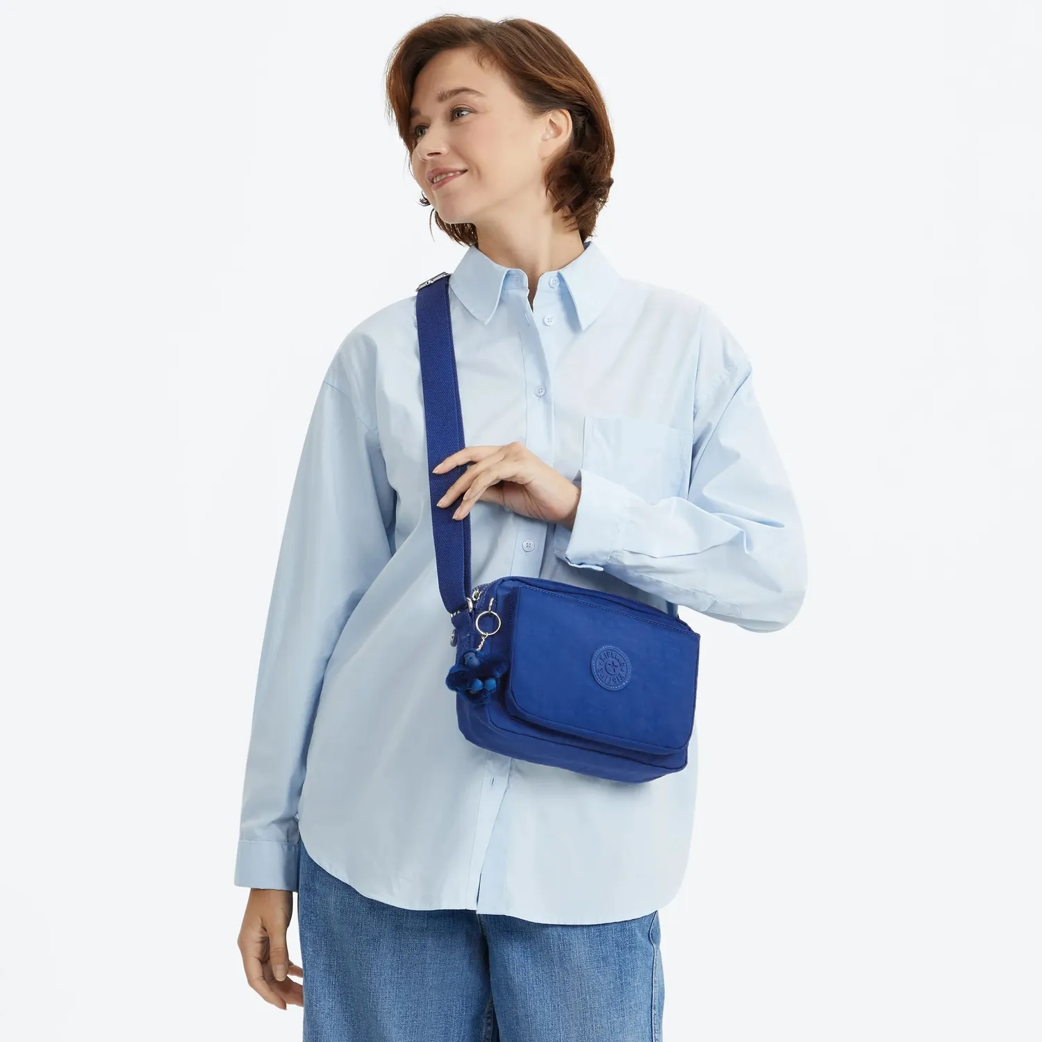 Kipling Abanu M schoudertas Medium Blazing Blue dagelijks