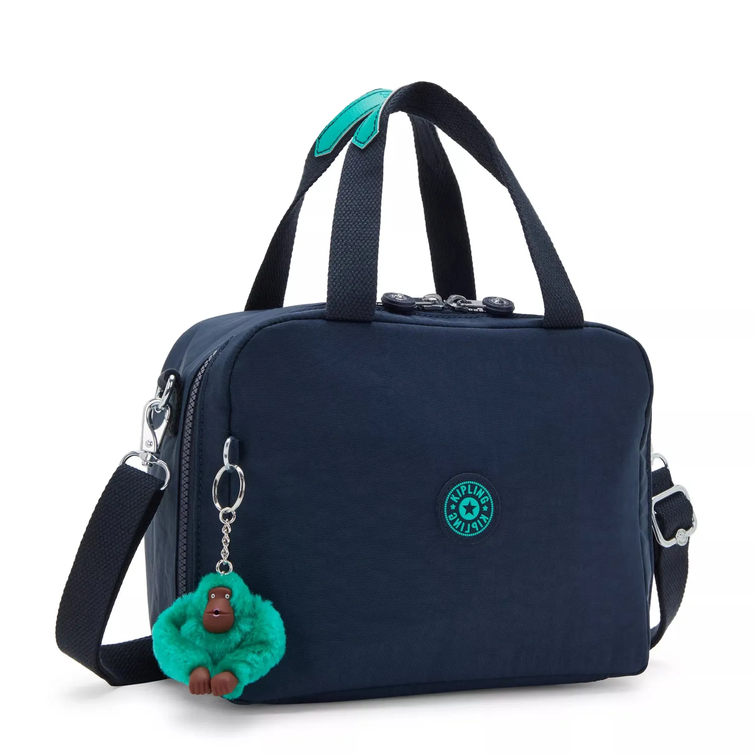 Kipling Miyo lunchtas Blue Green Block groot geisoleerd