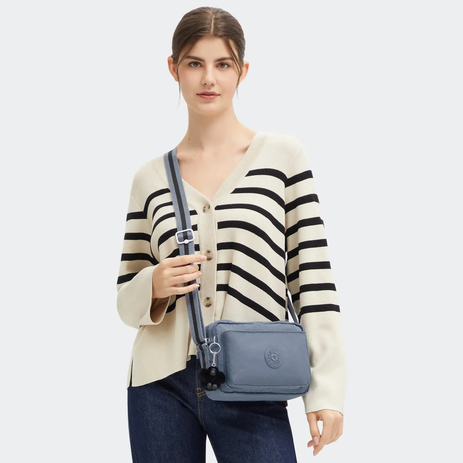 Kipling Abanu M crossbody tas Blue Stone – 2 vakken